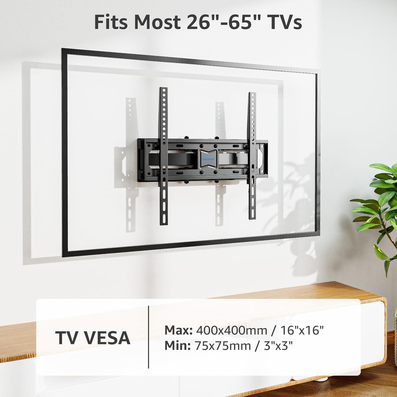 MOUNTUP MOUNTUP UL Listed TV Wall Mount, Full Motion TV Wall Mount for Most 26-65 Inch Flat/Curved TV Fit 16\" Wood Stud, Wall Mount TV Bracket with Dual Swivel Articulating Arm Max VESA 400x400mm up to 88 LBS