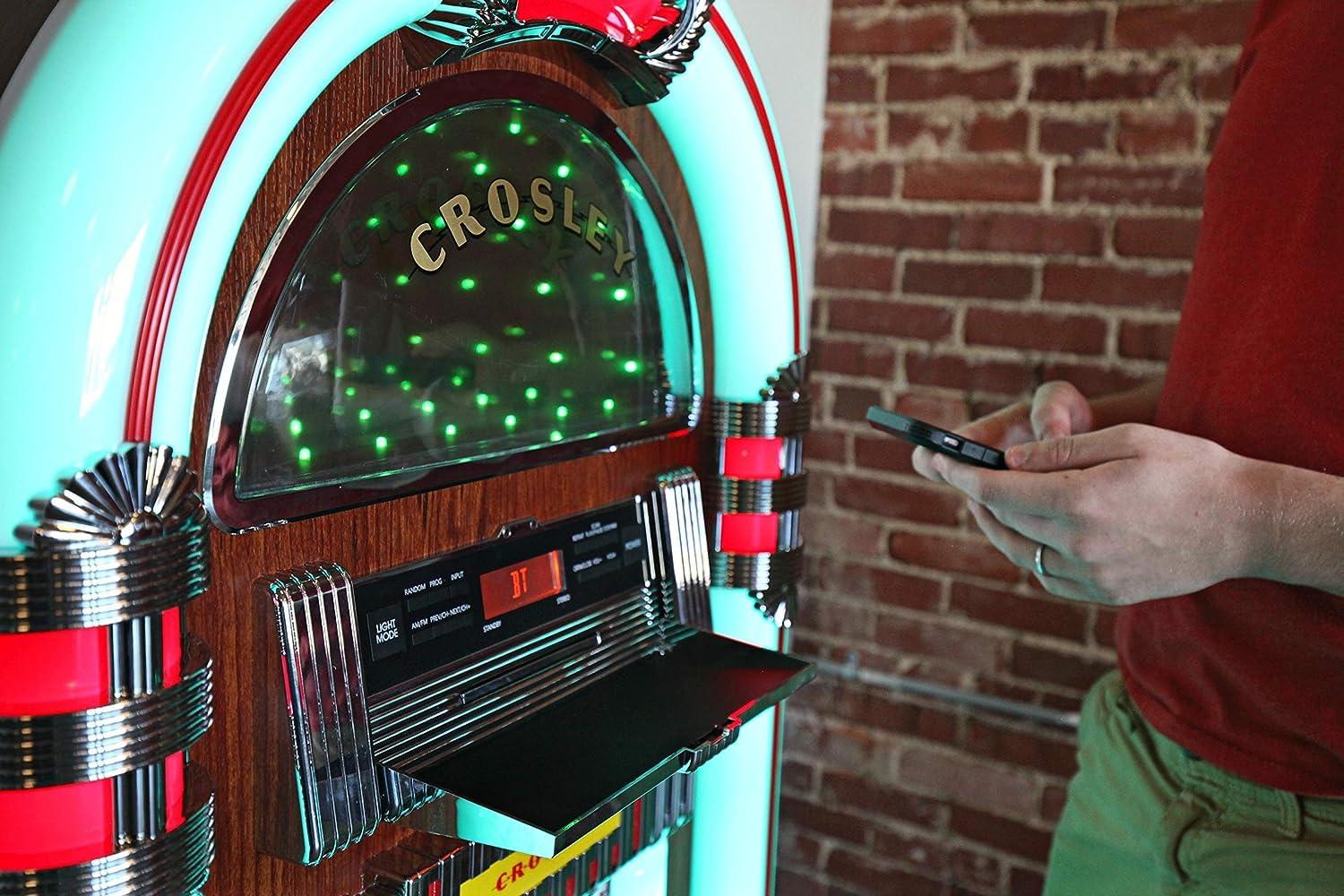 Crosley Crosley CR1215A-WA Jukebox, Includes AM/FM Radio & Bluetooth Receiver & CD Player with ST15-WA Stand Included - Walnut