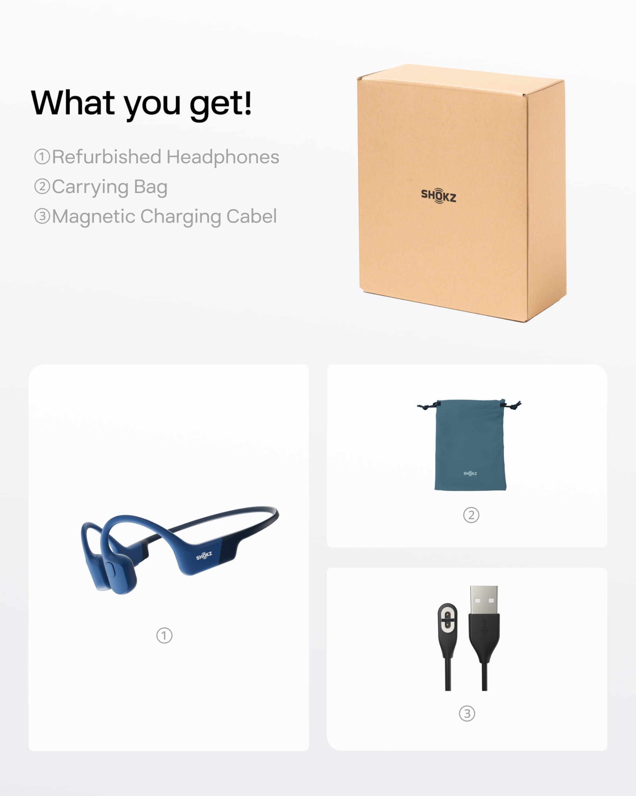 SHOKZ SHOKZ OpenRun (AfterShokz Aeropex) - Open-Ear Bluetooth Bone Conduction Sport Headphones - Sweat Resistant Wireless Earphones for Workouts and Running - Built-in Mic (Renewed)