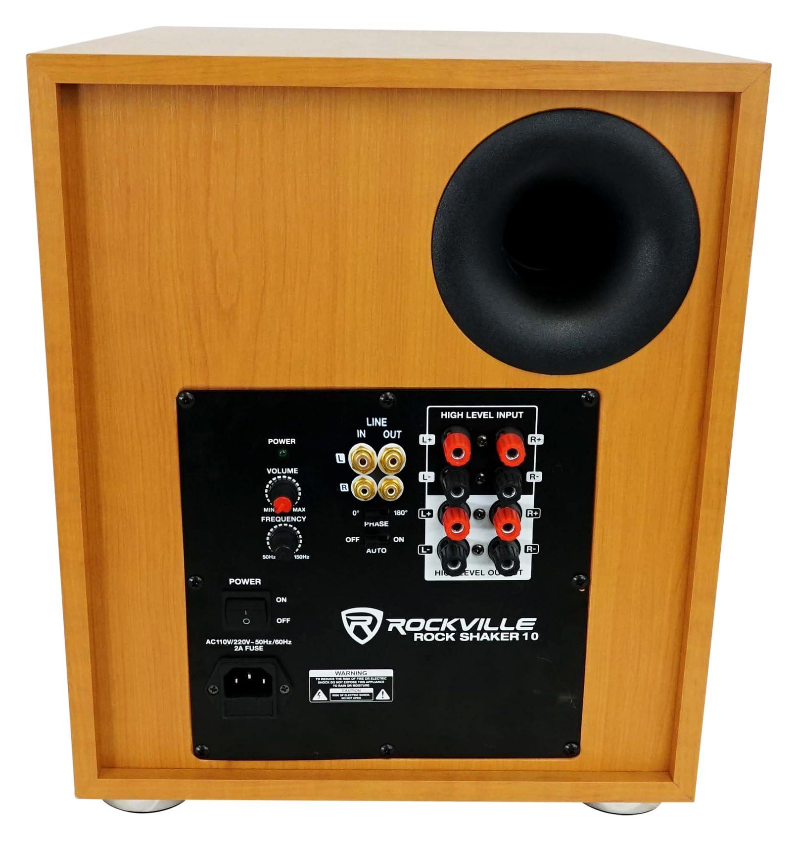 Rockville Rockville Bundle: (2) RockTower 64C Classic Tower Speakers Bundle with (1) Amp Space Silver WiFi Receiver+(1) Rock Shaker 10" Subwoofer+(1) RCDR25B+(2) BN20 Audio Cables (7 Item)