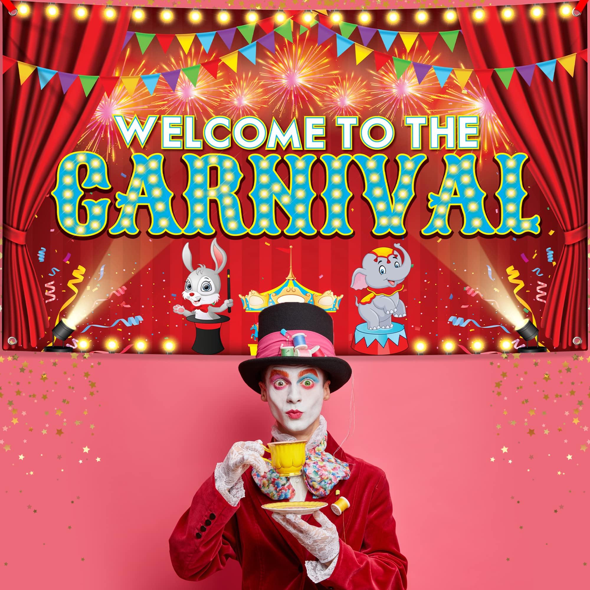 KatchOn KatchOn, XtraLarge Carnival Backdrop - 72x44 Inch, Welcome Banner - Carnival, Circus Party Decorations