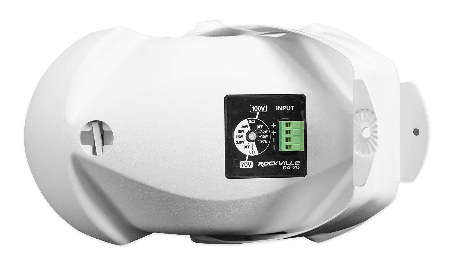 Rockville Rockville D4-70 White Dual 4\" 70 Volt Commercial/Restaurant Wall Mount Speaker