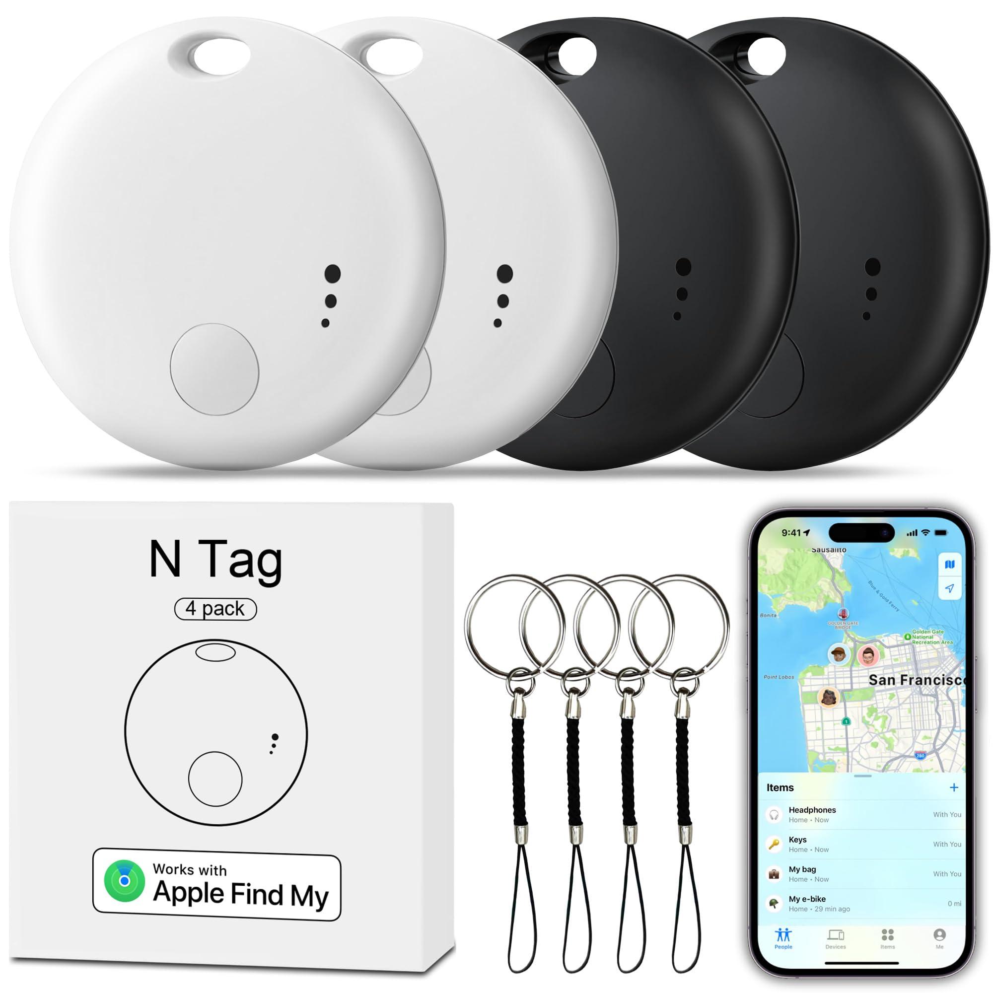 Fortunepro Tracker Tag 4 Packs Bluetooth Tracker, Smart Tag Locator Tracking Device, Keys Finder and Item Locator,Air Tracker Item Finders with Apple Find My(IOS Only)Track your Keys,Wallet,Luggage,Pets and Bag