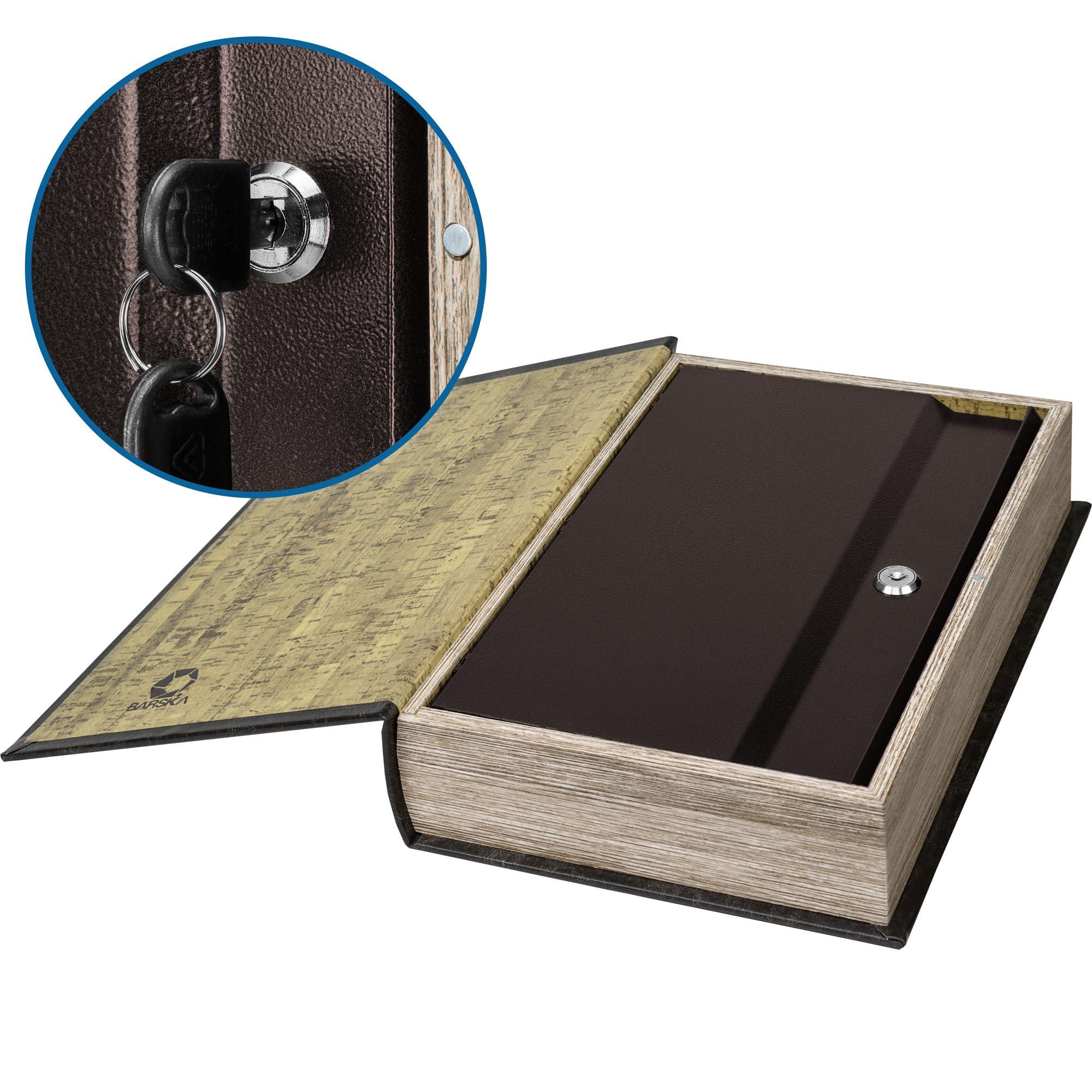 BARSKA Barska Large Antique Book Lock Box with Key Lock , 8.75\" x 2.75\" x 13\", black