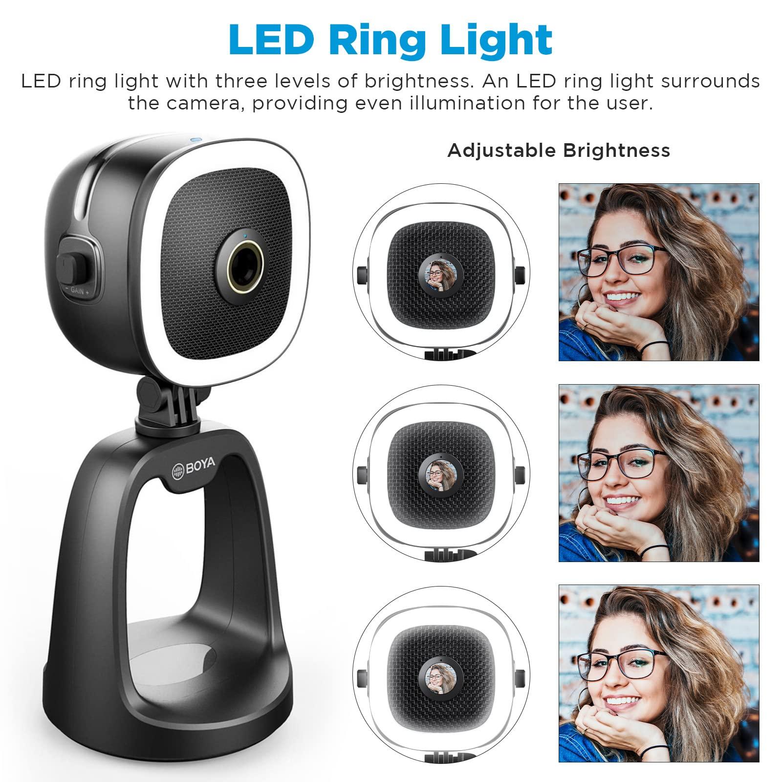 BOYA BOYA USB Condenser Microphone for Streaming Gaming PC Podcast Mic With1080P HD Camera and Fill Light for YouTube Studio Music Recording Singing Video for Windows Mac Laptop Desktop Mac Phones BY-CM6A