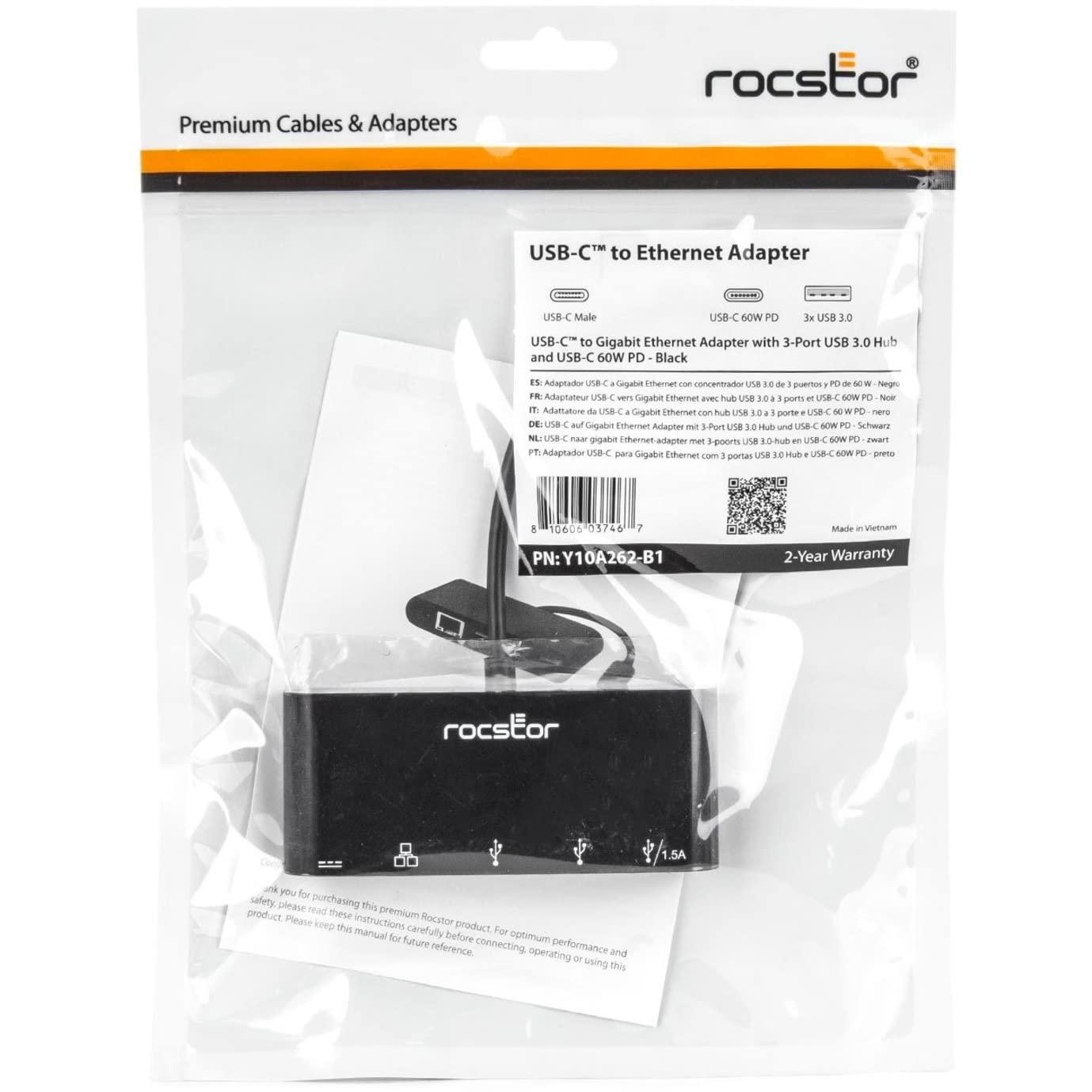Rocstor Rocstor USB-C to 3-Port USB-A, USB-C & RJ45 Multiport Adapter - USB 3.0 Hub