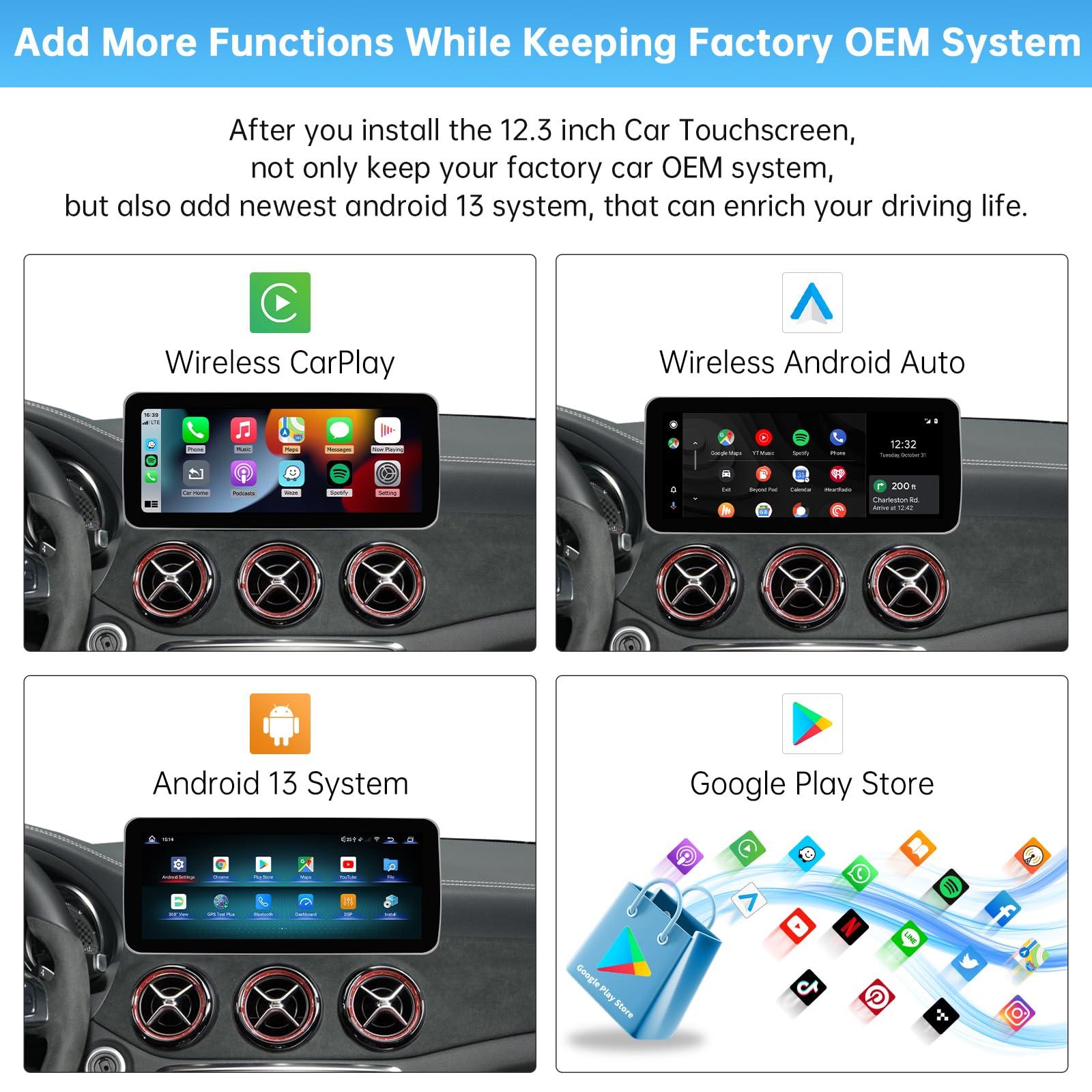 Road Top Road Top Android 13 Car Radio Touchscreen 12.3" Car Stereo for Mercedes Benz C GLC GLA CLA Class W205 X156 C117 2015-2018 Year NTG5.0, Support Wireless Carplay, Android Auto, Camera, Mirrorlink