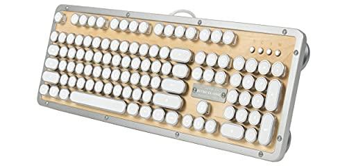 Azio Azio Retro Classic USB (Maple)- Wired Backlit Vintage Maple Wood Mechanical Keyboard for PC (MK-RETRO-W-02-US)