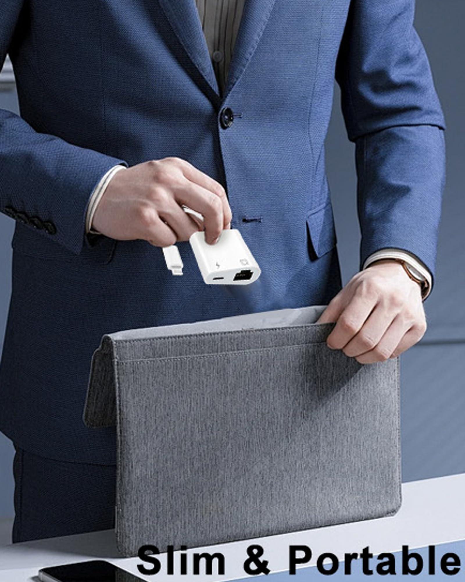 RICHUPON Lightning to Ethernet Adapter with Charging[Apple MFi Certified] RJ45 to Lightning Ethernet LAN Network Adapter, Compatible with iPhone 14 13 12 11/iPadSupports 100Mbps High Speed Ethernet Network