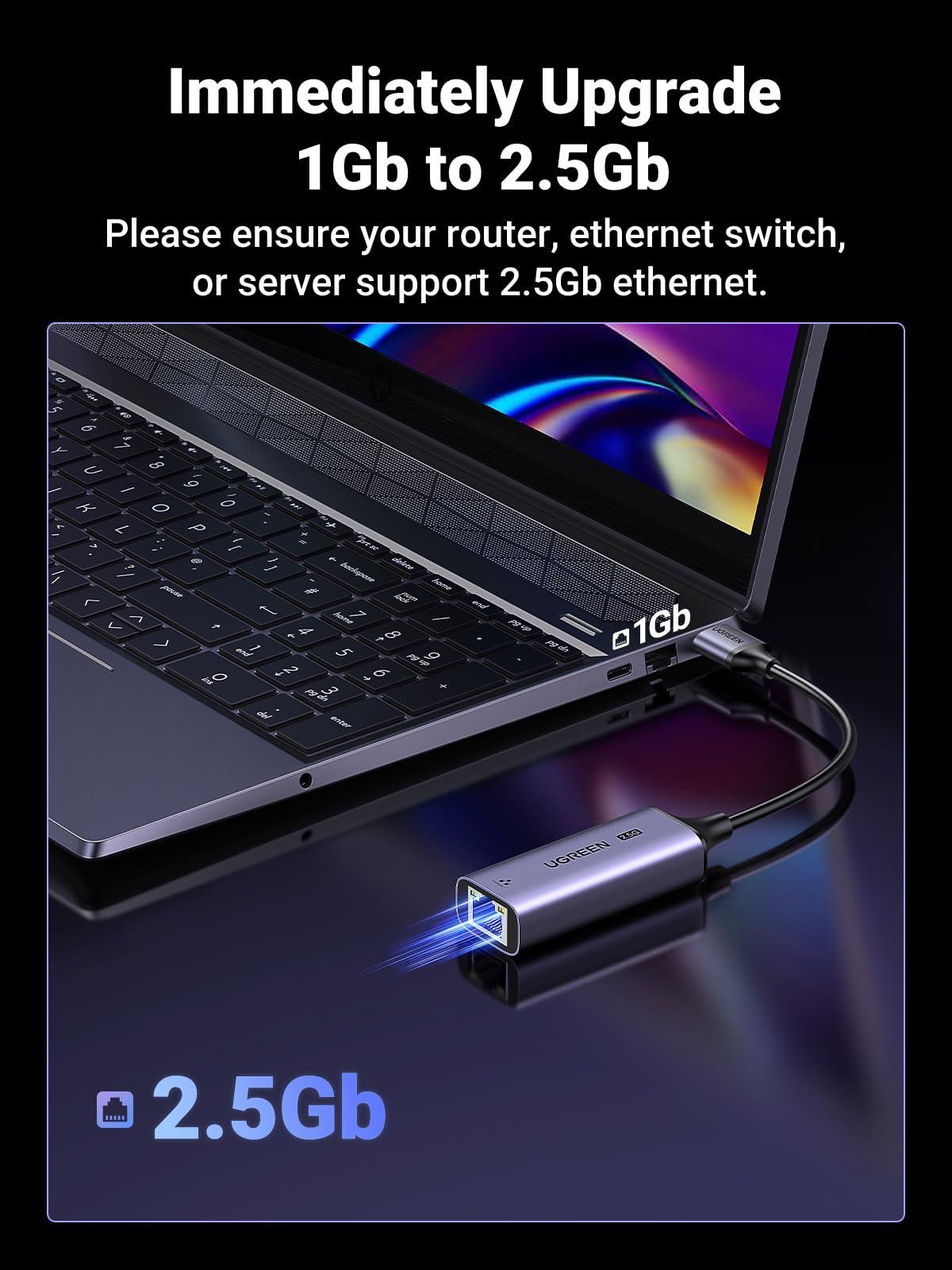 UGREEN UGREEN USB to Ethernet Adapter 2.5Gb Bundle with USB 3.2 to Ethernet Adapter 5-in-1 USB C Hub Ethernet