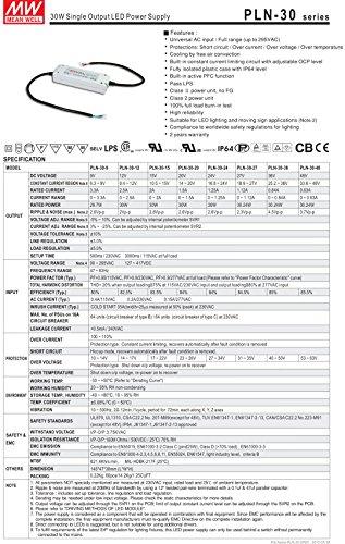 MEAN WELL MW Mean Well PLN-30-9 9V 3.3A 29.7W Single Output LED Switching Power Supply with PFC