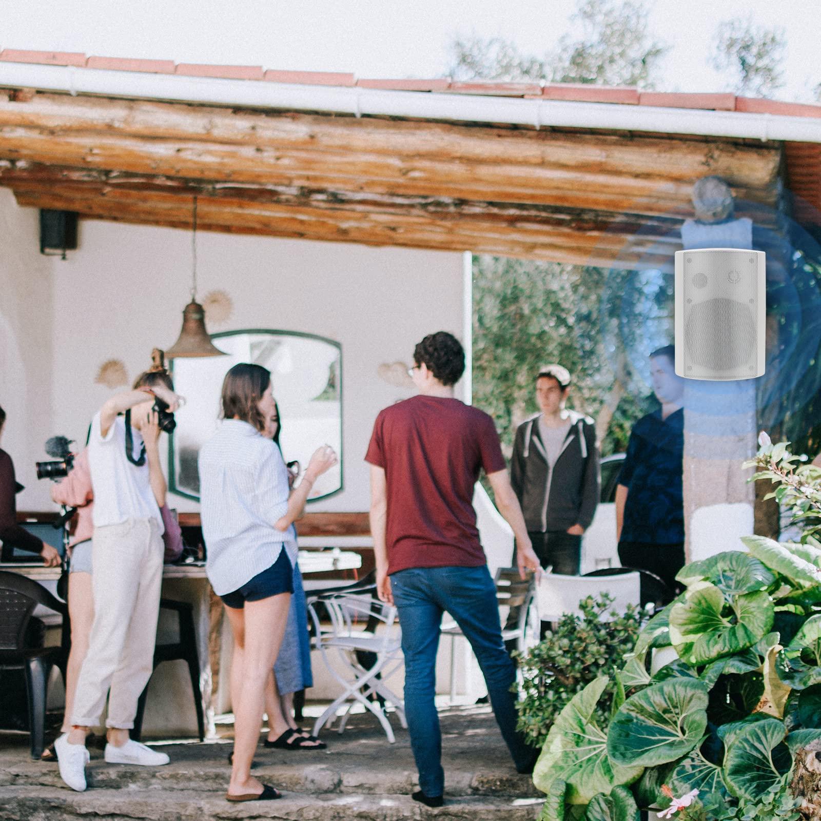 Herdio Herdio 6.5 Inch 400W Outdoor Speakers Wired Waterproof Passive with Powerful Bass,Wall Mount Speakers for Patio Garage Covered Deck,All-Weather Durability(Pair,White)