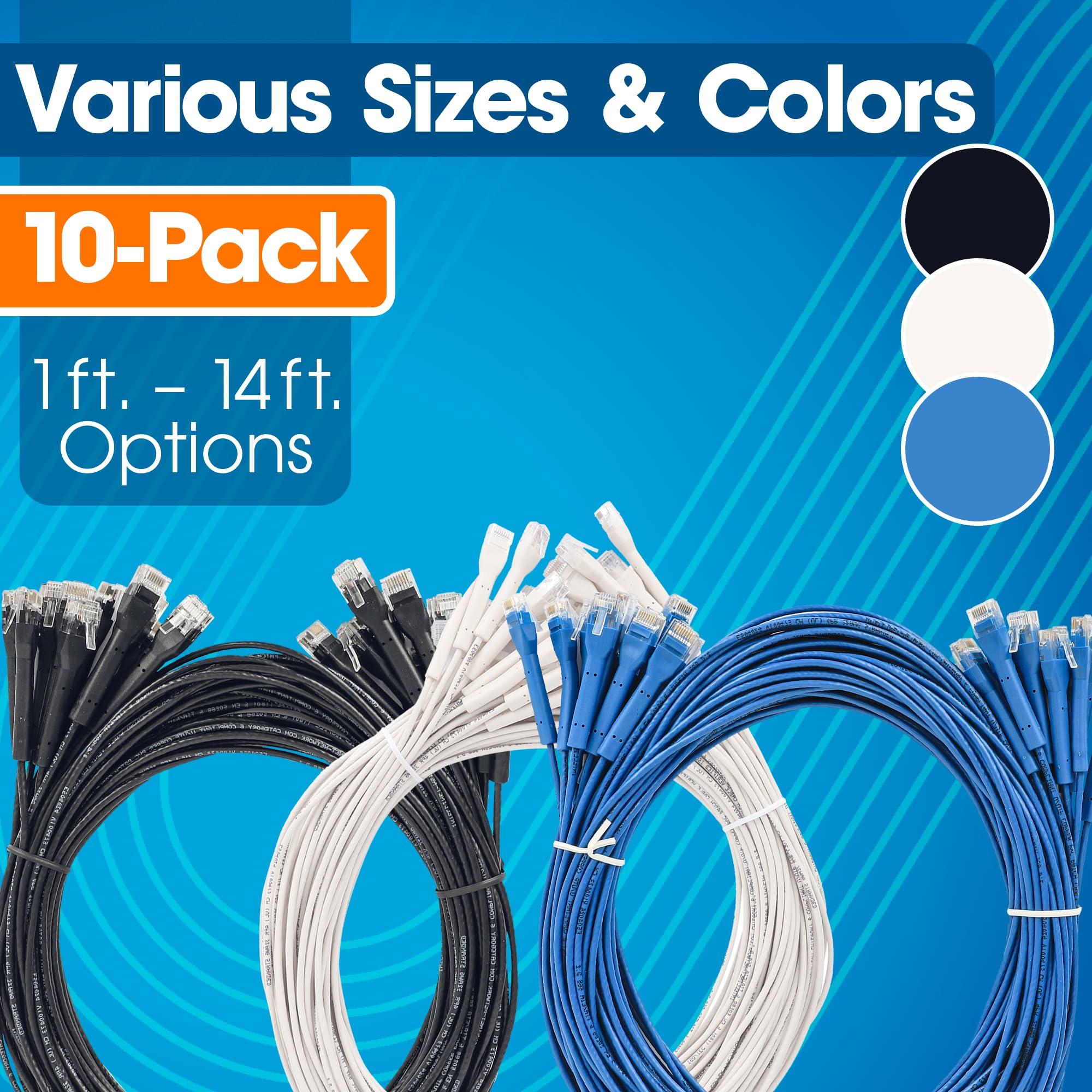 Intellinet Intellinet FlexiBoot Slim Cat6 Ethernet Network Patch Cable 10-Pack - 10Gbps & 250MHz, Flexible Bendable Boot, 32AWG Pure Bare Copper Wire, Gold-Plated Contacts - 14ft, Blue