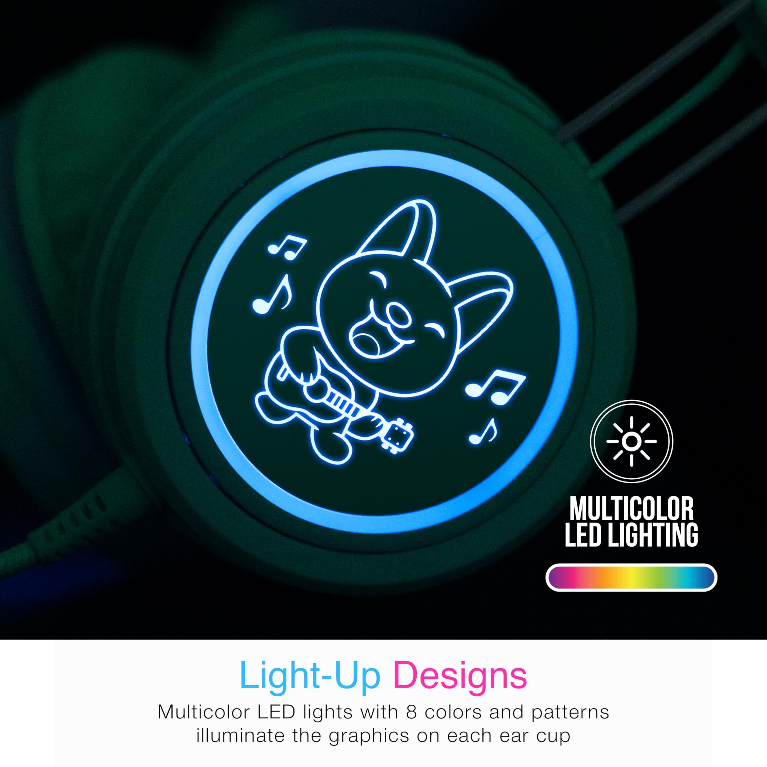 MEE audio MEE audio KidJamz KJ55 Safe Listening USB-C Headphones for Children with Multicolor LED Lights, Volume Limiter, & Microphone; On-Ear Wired Kids Headset for iPhone 16, iPad, & USB Type C Devices (Mint)