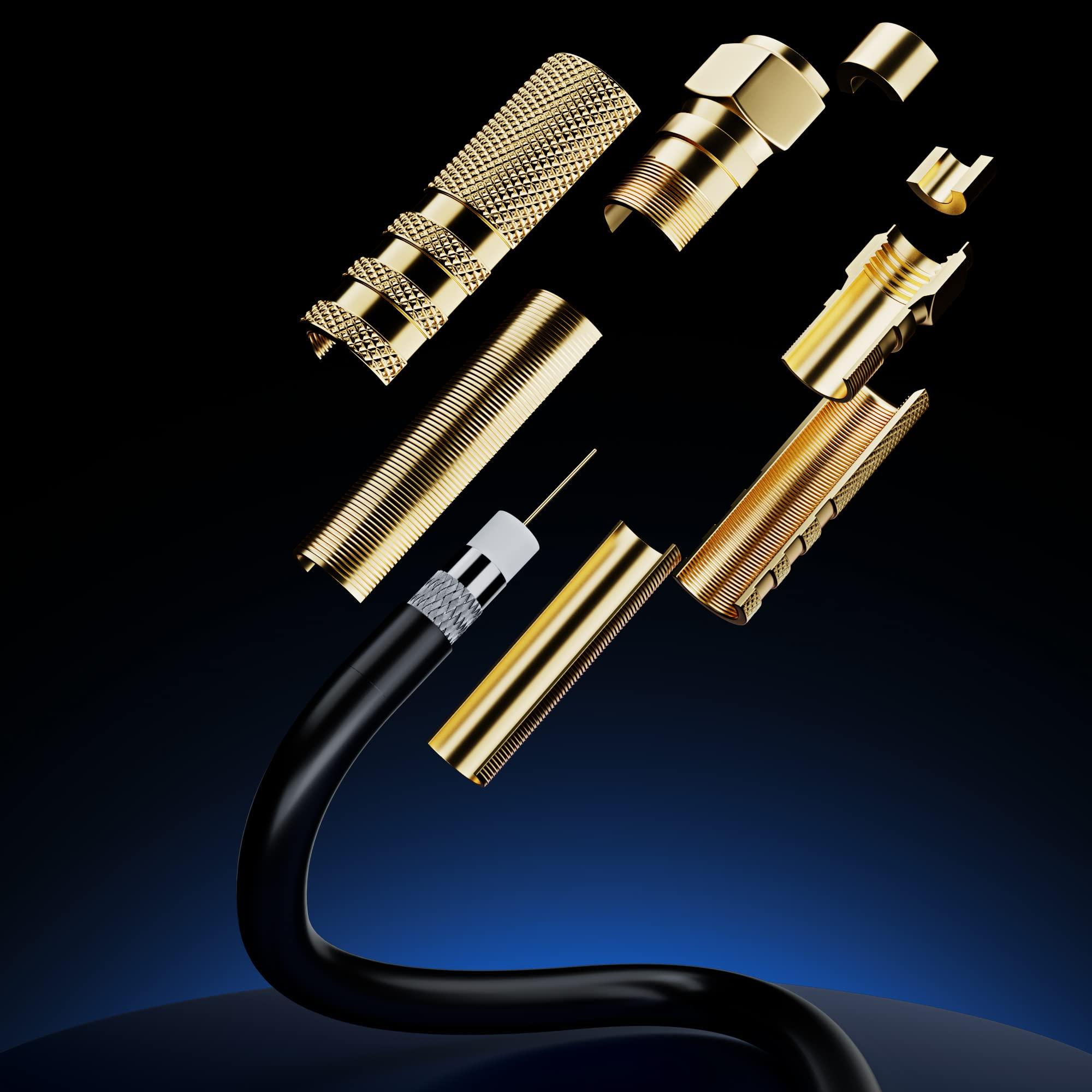 Maximm RG6 Quad Shield Coaxial Cable 30 Feet, 90 Degree Angled Cable Cord for TV Cable Wire, Coax Cable 30 Ft