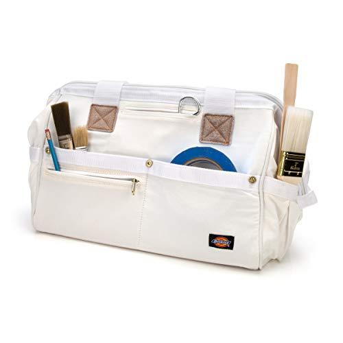 Dickies Work Gear Dickies 16-Inch Durable Canvas Work Bag for Painters, Carpenters, and Builders, Heavy-Duty Zipper, Reinforced Handles, Exterior Pockets, White