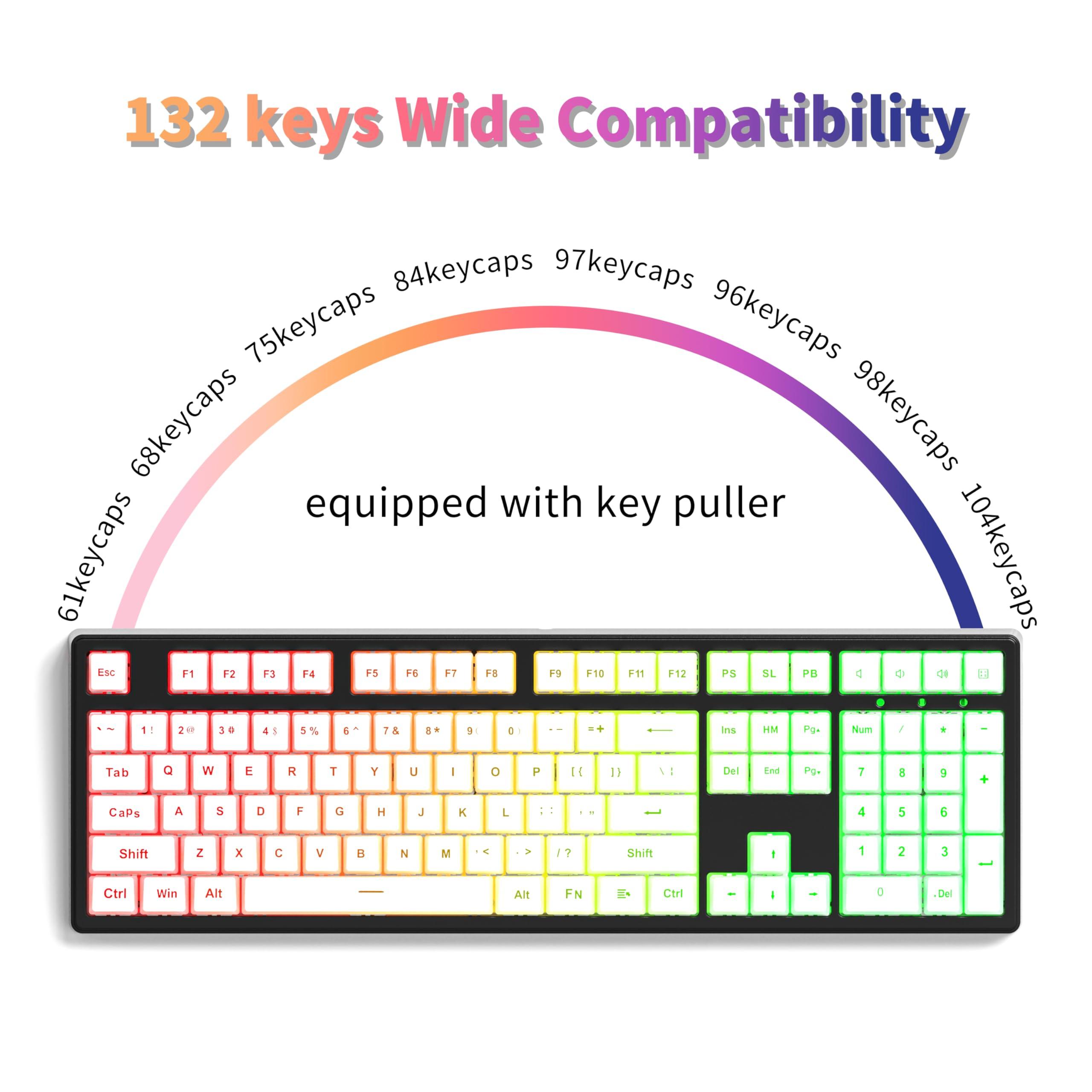 SEUNKWANG SEUNKWANG Pudding Keycaps, PBT Keycaps 132 Keys Set Custom Keycap Set, Shine Through Keycaps OEM Profile, Universal Compatible for TH80-X F75 AK820 RT100 F99 Hi75 Keyboard-White