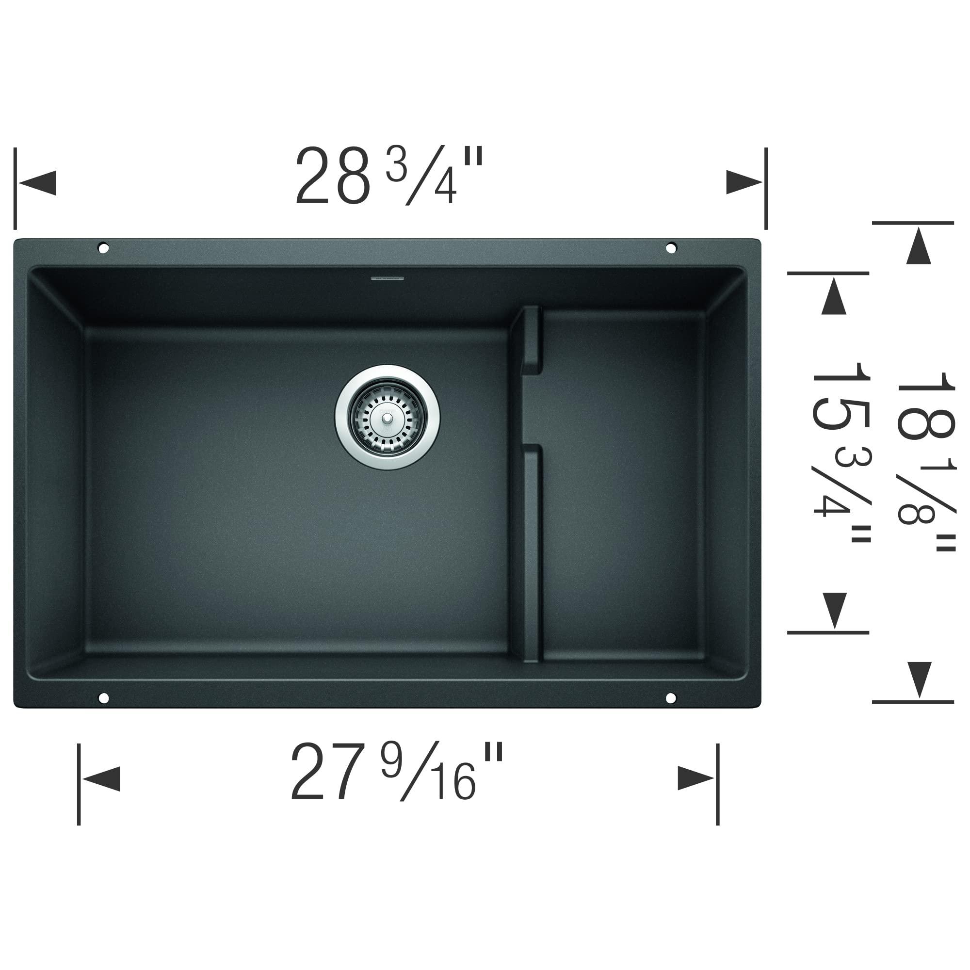 BLANCO BLANCO, Anthracite 519450 PRECIS CASCADE SILGRANIT Undermount Kitchen Sink with Colander
