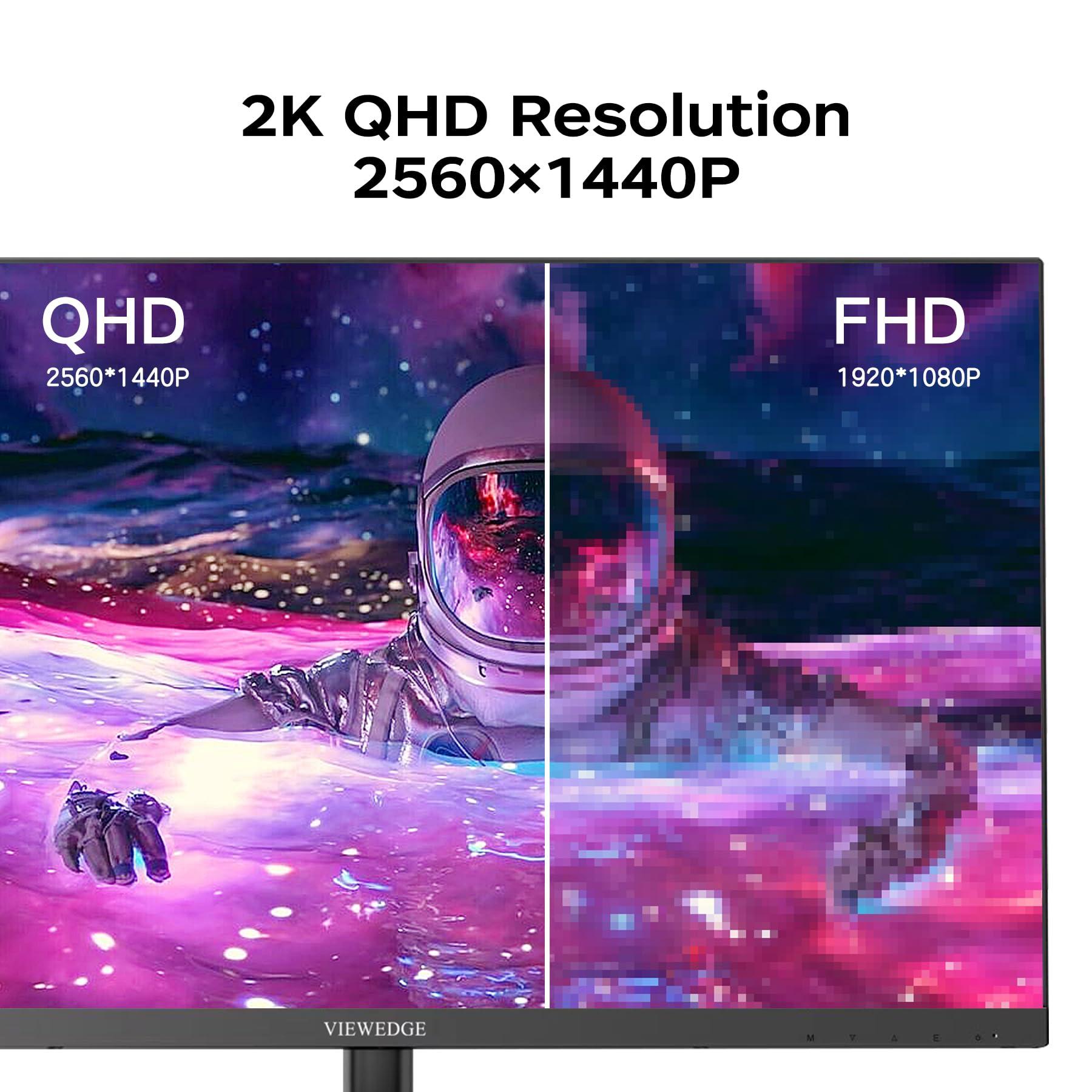 Viewedge Viewedge 27 inch Monitor with 2K 2560 x 1440 IPS Panel 75hz | Computer Monitor 27 inch QHD with HDMI, DP and Wall Mountable | Eye Protection PC 1440p Monitor for Working and Gaming