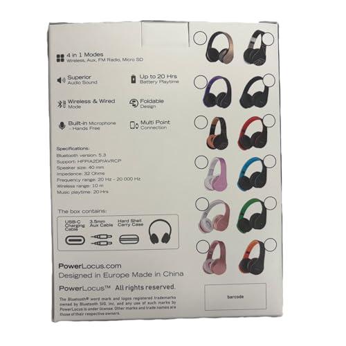 PowerLocus PowerLocus Wireless Bluetooth Over-Ear Stereo Foldable Headphones, Wired Headsets Rechargeable with Built-in Microphone for iPhone, Samsung, LG, iPad (Rose Gold PL Collection)