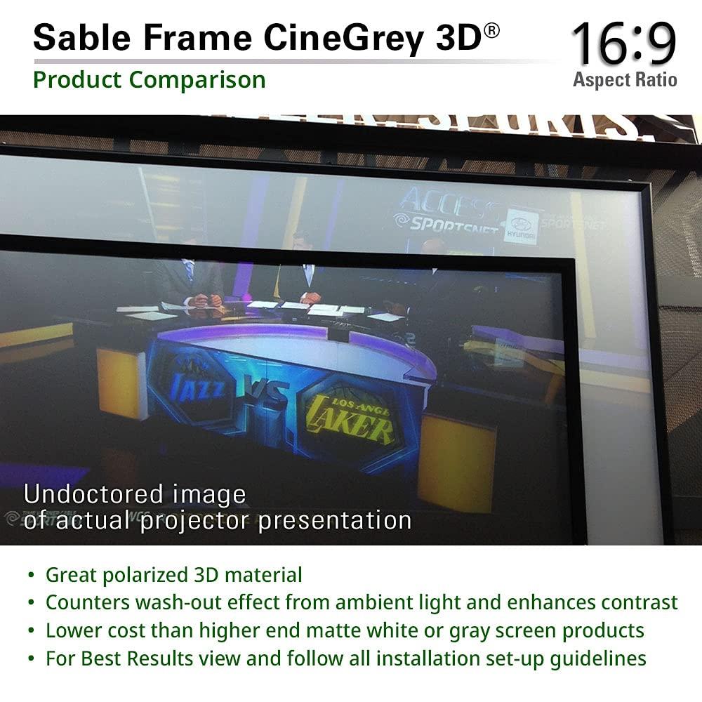 Elite Screens Elite Screens 110-Inch Fixed Frame Projector Screen, Ceiling Light Rejecting, 8K Ultra HD, ISF-Certified CineGrey 3D Material, Indoor Home Theater Screen for Standard Throw Projectors ER110DHD3