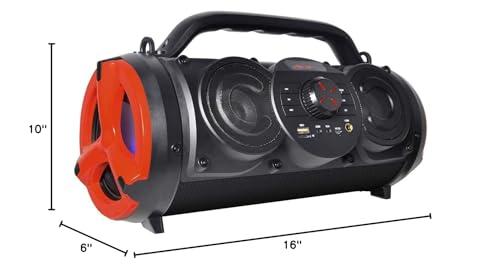 Boytone Boytone, Portable Bluetooth Boombox Speaker, Indoor/Outdoor, 25W, Loud Sound, Deeper Bass, 5\" Subwoofer, 3.25 Tweeter, FM, USB, Micro SD, Microphone, DC 5V to USB Charging Connector Cable (BT-18RD)