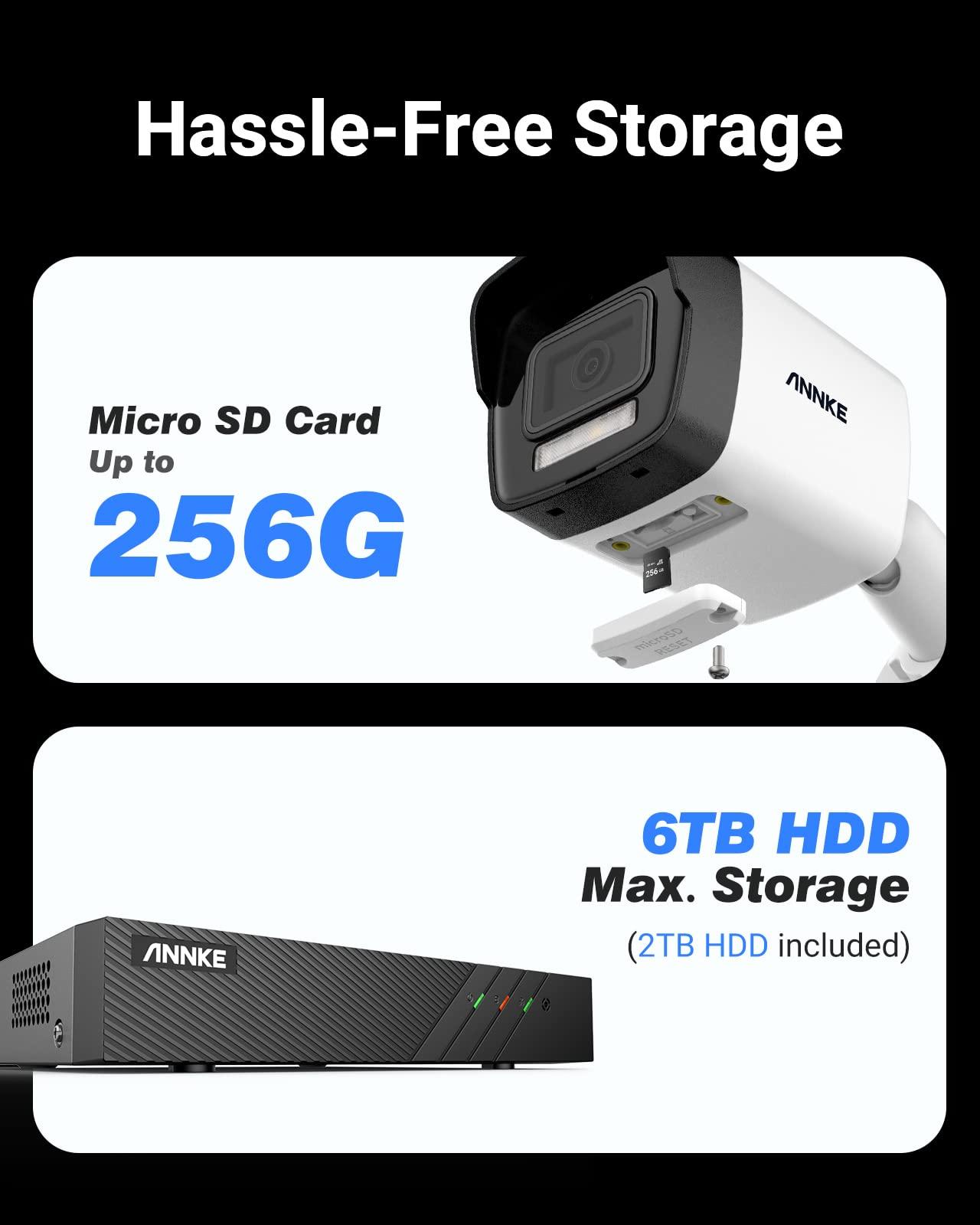 ANNKE ANNKE AH500 3K 8 Channel 4 Camera PoE Security System with 2TB HDD, Color & IR Night Vision, Human & Vehicle Detection, IP67 Outdoor Camera for Home Business Security