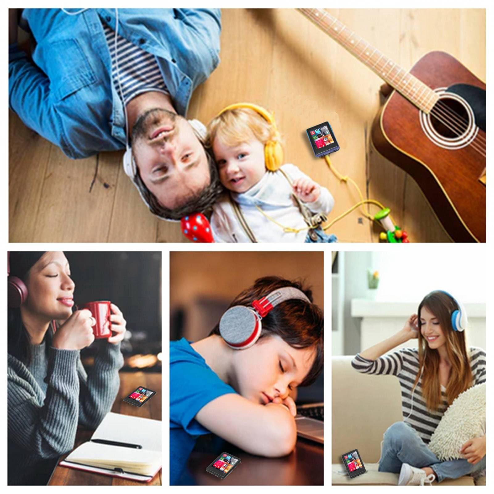 GOWENIC 256GB MP3 Player with Bluetooth, 2.4inch Full Touch Screen Music Player with Headphone, Built in 4GB Memory, HD Noise Reduction, Support FM Radio, MP3 & MP4 Players (Blue)