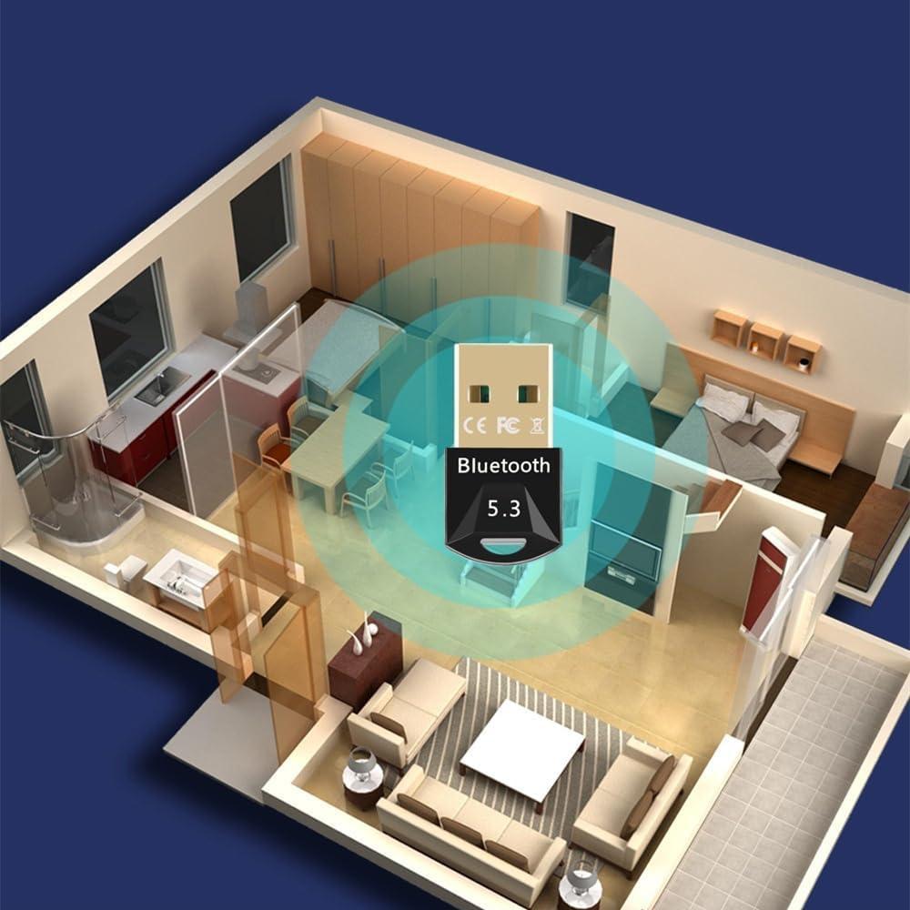 LIWEARE Bluetooth Adapter 5.3, Bluetooth Stick for Windows 11/10/8,1/7, USB EDR Bluetooth Dongle for PC, Laptop, Desktop