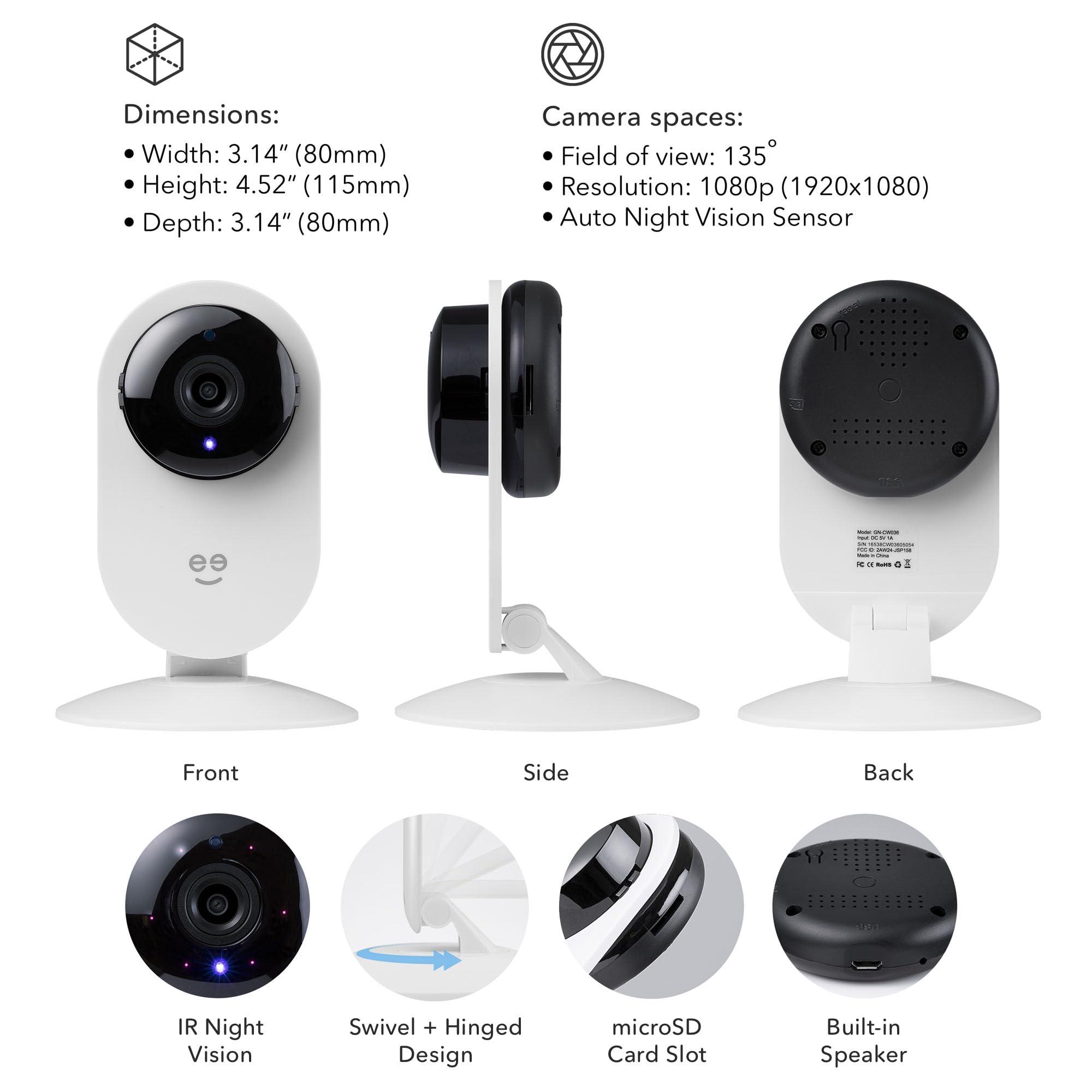 Geeni Geeni Glimpse Indoor Security Camera - 1080p HD Video, 2-Way Audio, Motion Alerts, WiFi Compatible with Alexa & Google Home, White