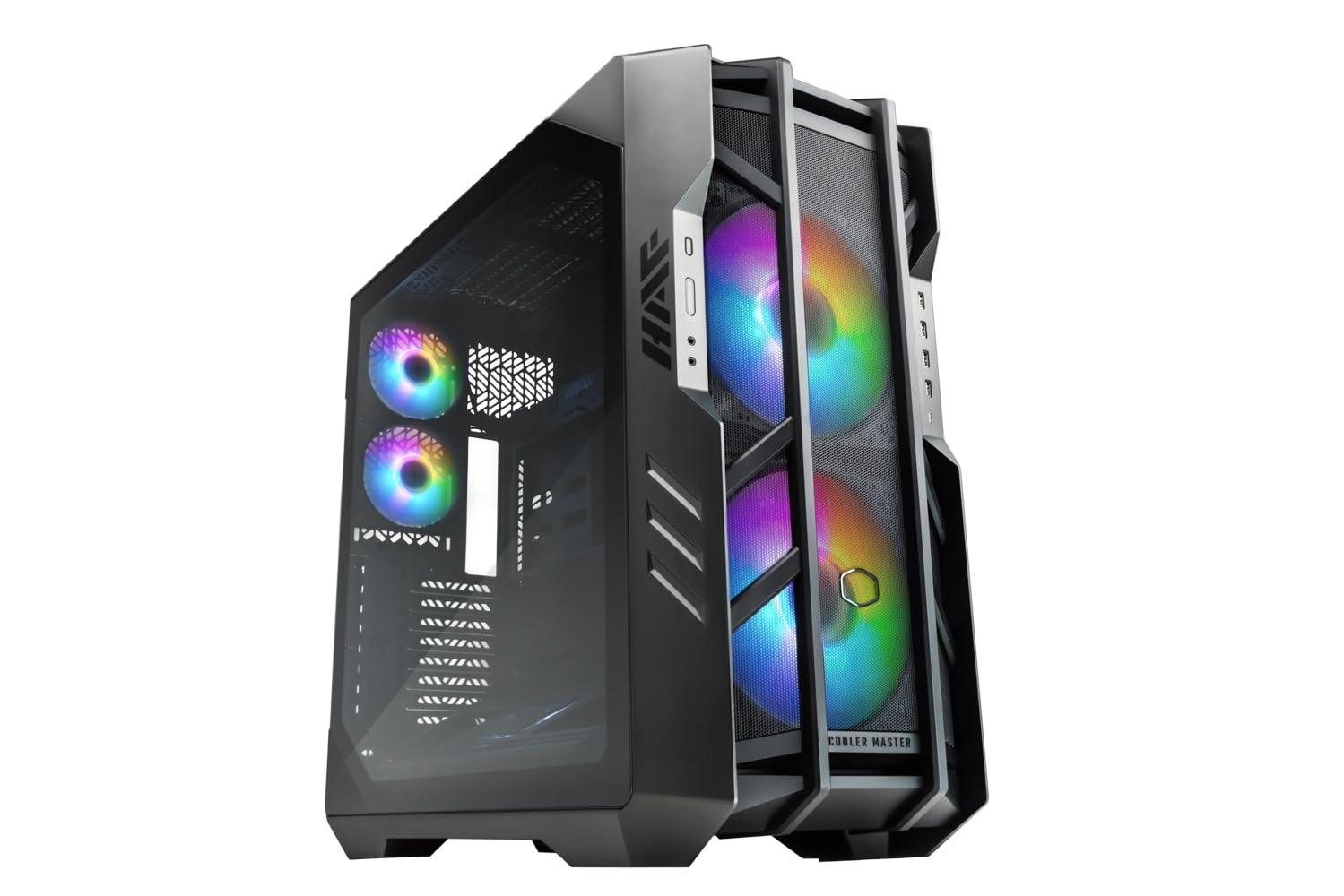 Cooler Master Cooler Master HAF 700 PC Case - Full-Tower, E-ATX Compatible, 5 x Pre-Installed Fans, Rotatable Radiator Bracket, TG Side Panel, Tool-Free Design, ARGB Controller Included
