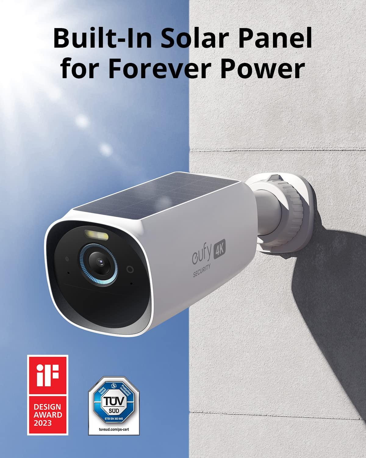 eufy Security eufy Security eufyCam S330 (eufyCam 3) Add-on Camera, Security Camera Outdoor Wireless, 4K with Integrated Solar Panel, Face Recognition AI, Expandable Local Storage, Spotlight, No Monthly Fee