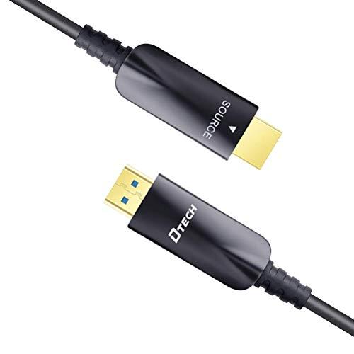 DTech DTech 100ft Fiber Optic HDMI Cable with 4K 60Hz 1080p HD Video 3D HDCP CEC High Speed Supported Compatible with Laptop Computer Monitor Projector TV DVD Player Gaming Console (100 Feet, Black)