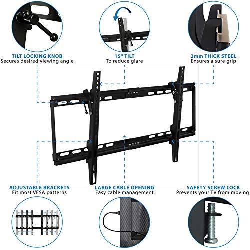 Mount-It! Mount-it! Slim Tilting TV Wall Mount Bracket | Low Profile Tilt TV Mount for Samsung, Sony, Vizio, TCL, LG, Sharp 32 to 65 Inch LCD/LED/4K TVs