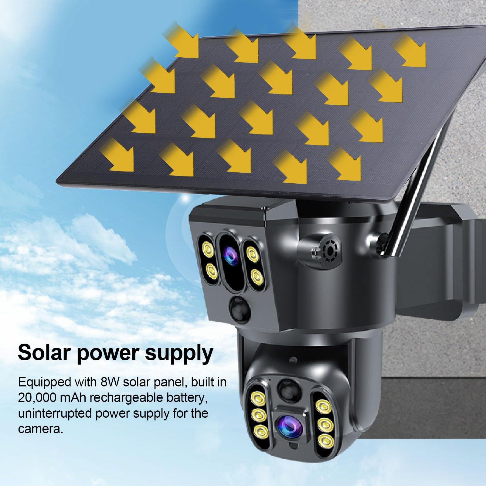 VBESTLIFE VBESTLIFE 8MP 4K Dual Lens Solar Security Camera Outdoor, Security Camera Outside with Color Night Vision, AI Human Detection, Real Time Alarm, 2 Way Audio