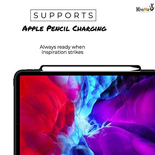 KHOMO KHOMO iPad Case Pro 12.9 Case 4th Generation 2020 with Pencil Holder - Dual Origami Series - Horizontal and Vertical Stand - Supports Apple Pen Charging - Charcoal Black, KHO-1683, KHO-1683, KHO-1683, KHO-1683