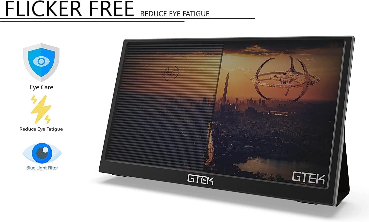 GTEK GTek Portable Monitor 15.8 Inch IPS Full HD 1920 x 1080P Screen with Speaker, Second Dual Computer Display, Wider Than 15.6 Inch, External Travel Monitor for MacBook Laptop PC, Includes Smart Cover