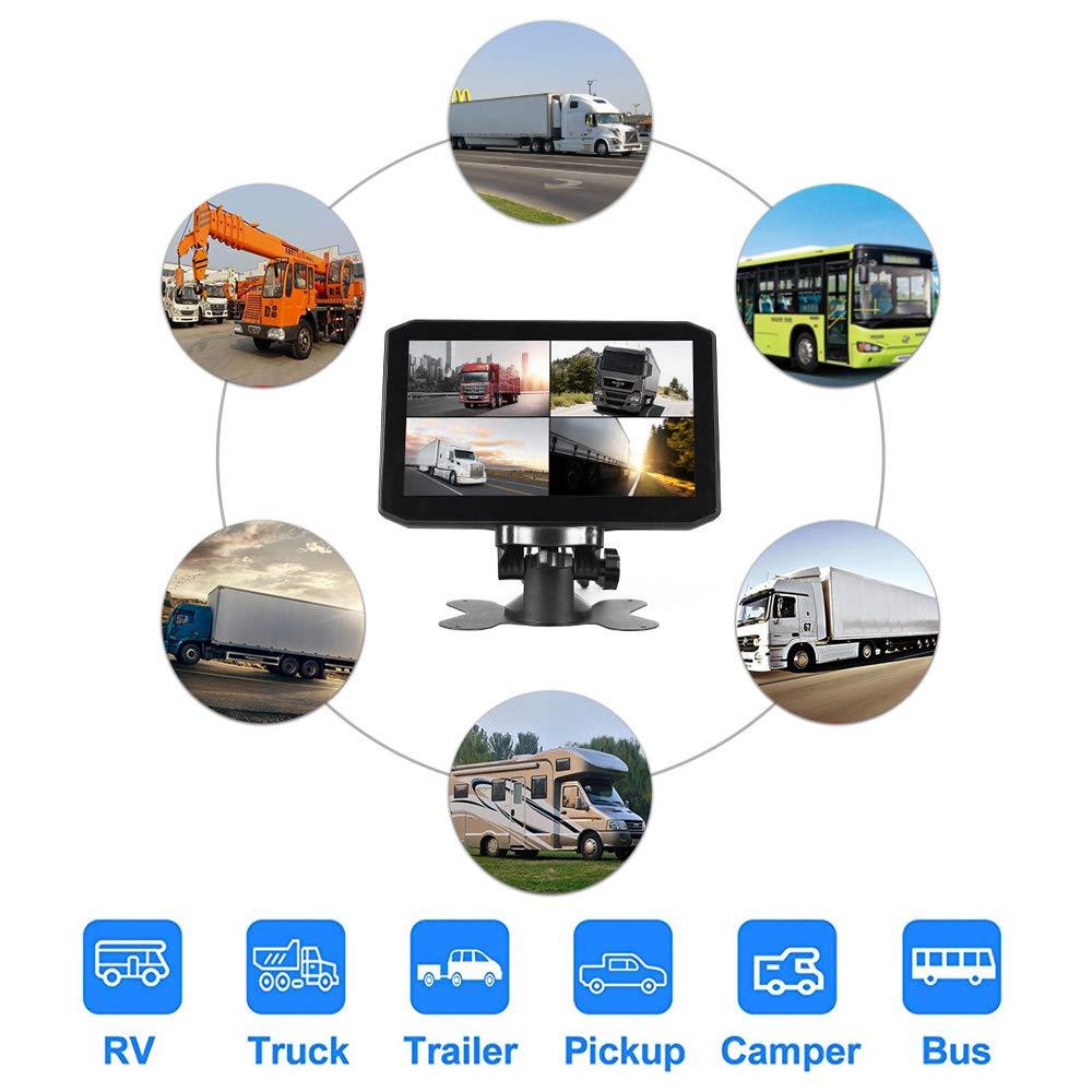 VSYSTO VSYSTO 4CH Truck Dash Camera System DVR Recorder Waterproof Backup Camera Front&Sides&Rear VGA for Truck Tractor Semi Trailer Van 7.0\" Monitor Infrared Night Vision