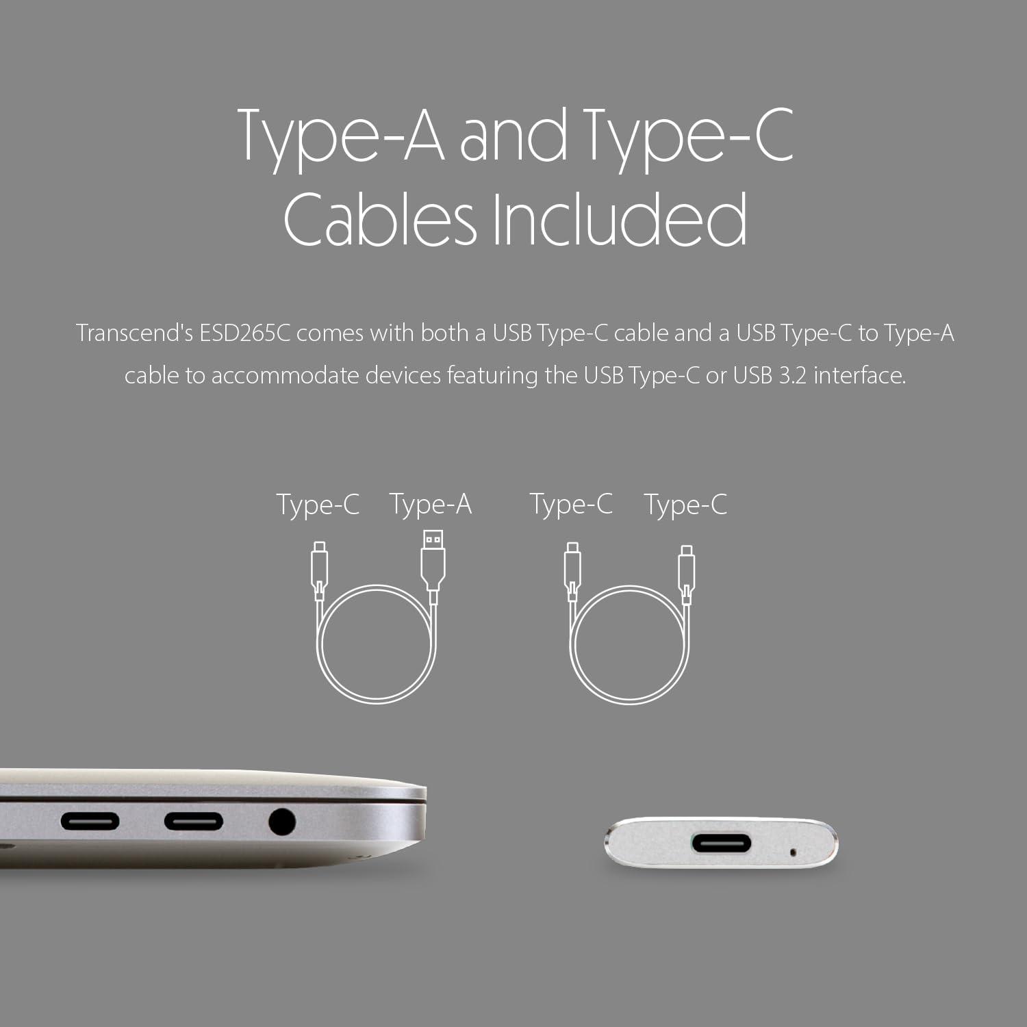 Transcend Transcend Portable SSD 2TB External Solid State Drives, up to 1050MB/s USB C SSD External Hard Drive USB 3.2 Gen 2 for iPhone, iPad, Windows, Mac, Android, Tablets, PS5, PS4, Xbox and Smart TV