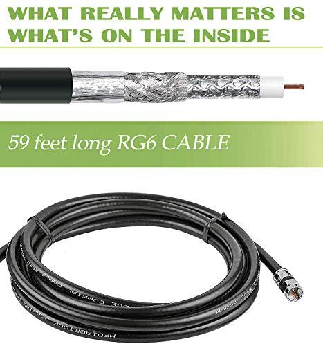 pingbingding PBD Outdoor Digital Amplified HDTV Antenna, 150 Mile Motorized 360 Degree Rotation, Wireless Remote Control, 59FT RG6 Coax Cable, Coaxial Grounding Block, UHF VHF 1080P 4K, Support 2 TVs