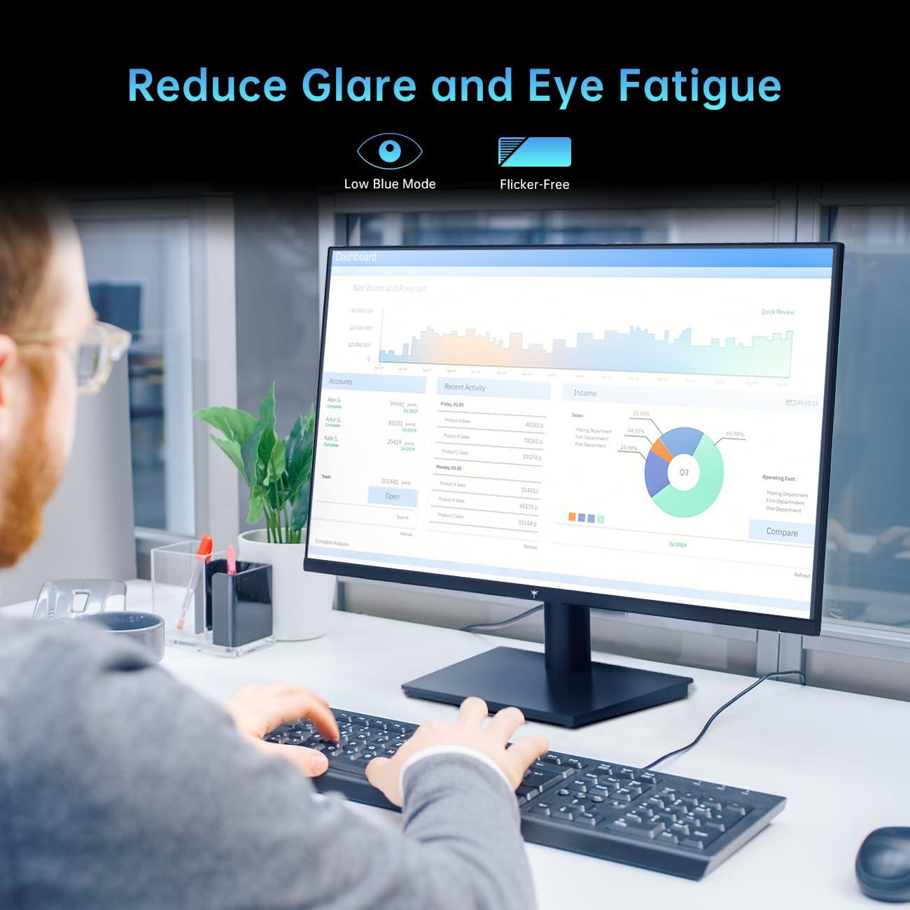 KTC KTC 24 Inch 1080P Full HD Computer Monitor, 100Hz HDR10 Frameless Gaming Monitor with Freesync, HDMI & VGA Ports PC Monitor for Working, VESA, Tilt Adjustable, Eye Care