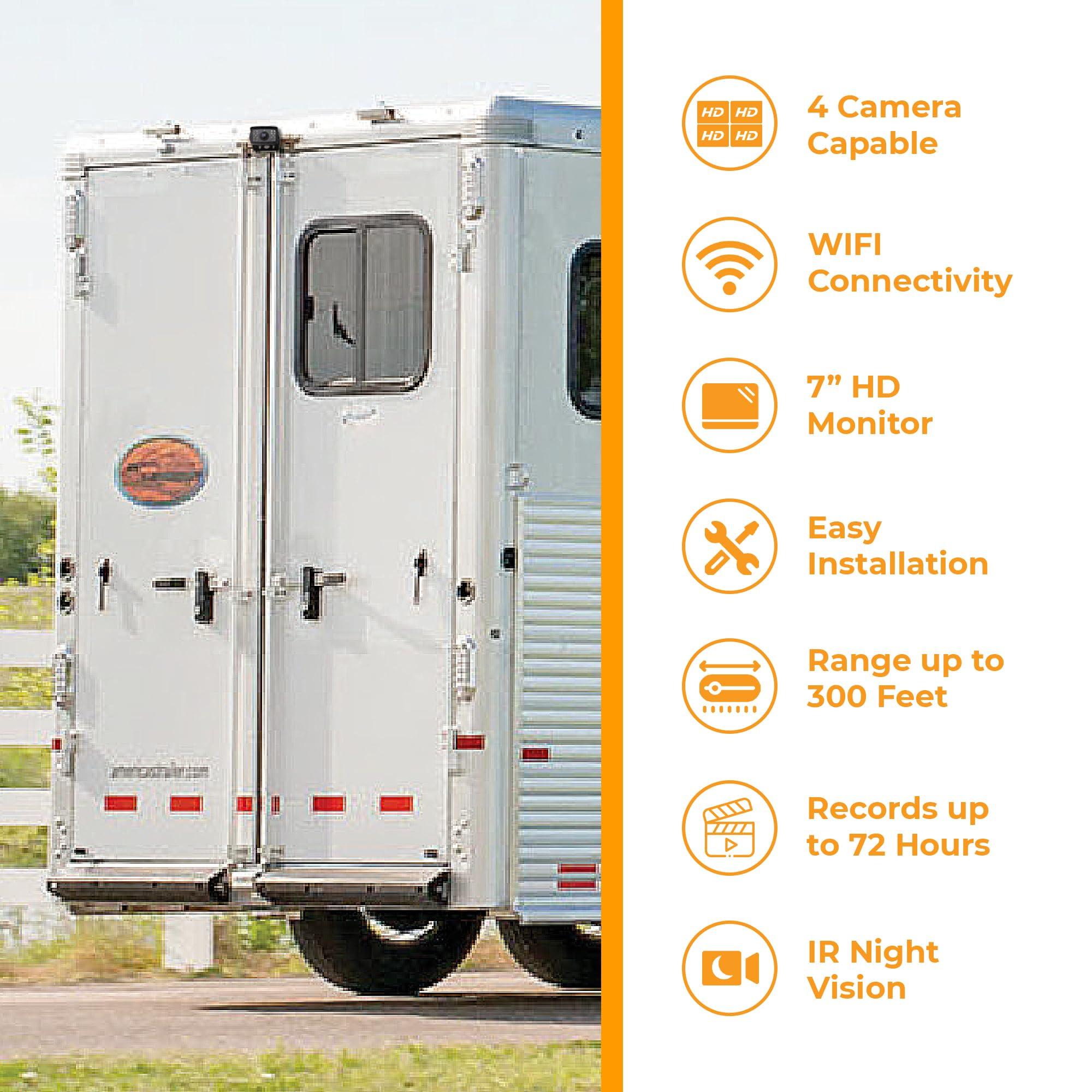 Brandmotion Brandmotion Wireless Observation IR Camera System with 7 HD Monitor | ADHS-7810v2 Edge to Edge Image Mirror with Universal Compatibility