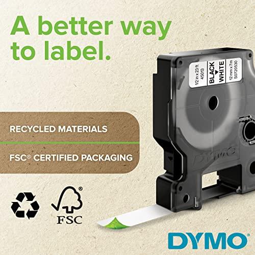 DYMO DYMO Labels for LabelManager and LabelWriter Duo Label Makers, Great for Organization, Indoor or Outdoor Use, 1/2\" (12mm) x 23\' (7m), Black Print on White Tape, Water Resistant, Pack of 6