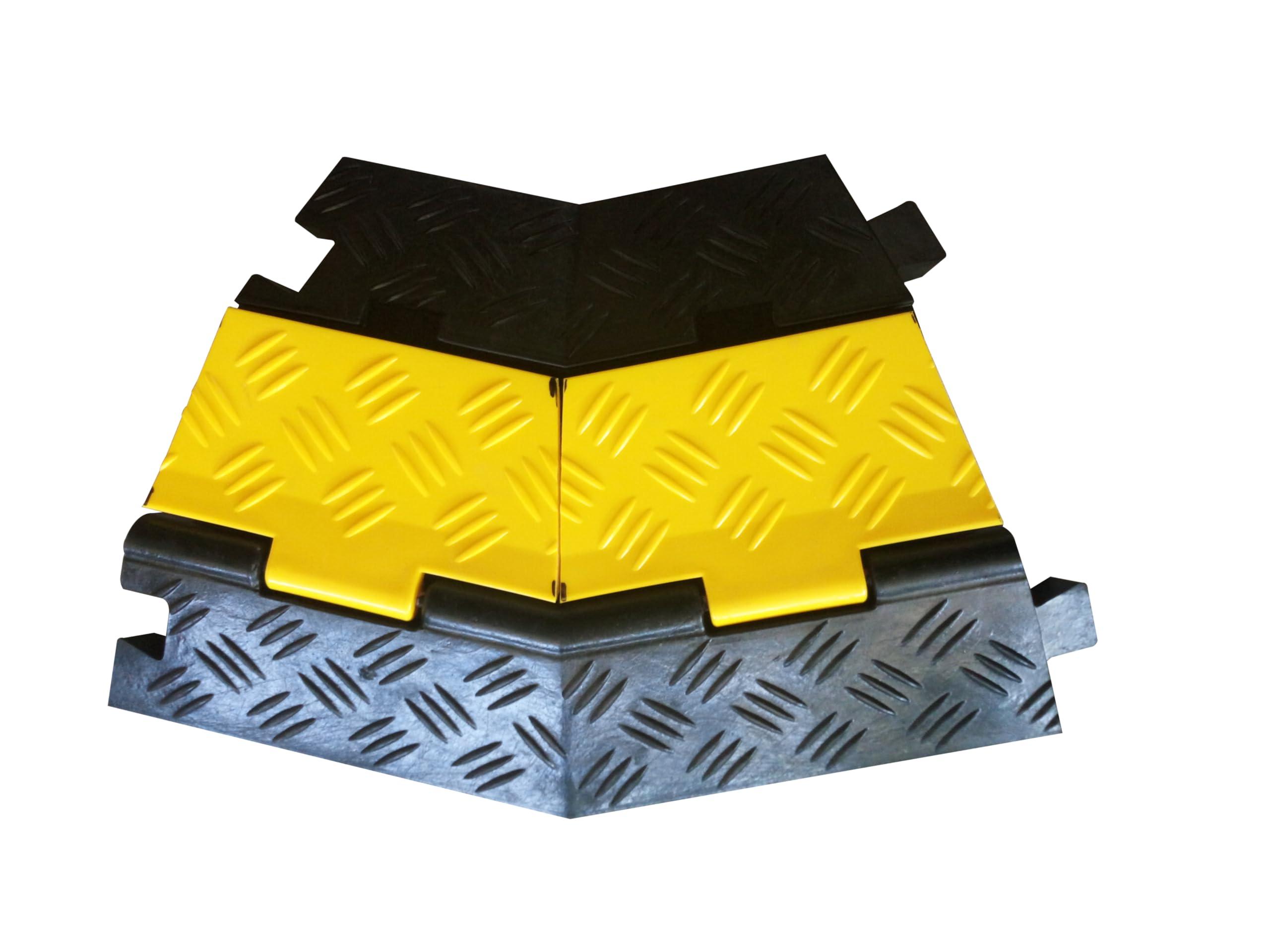 KABLE KONTROL Kable Kontrol Atlas Heavy Duty Cable Protector 45 Degree Left Turn 1.25 Width 1.25 Height 2 Channel CP9987 Compatible | Industrial Grade Rubber | Rubber Cable Protector | Wire Protector