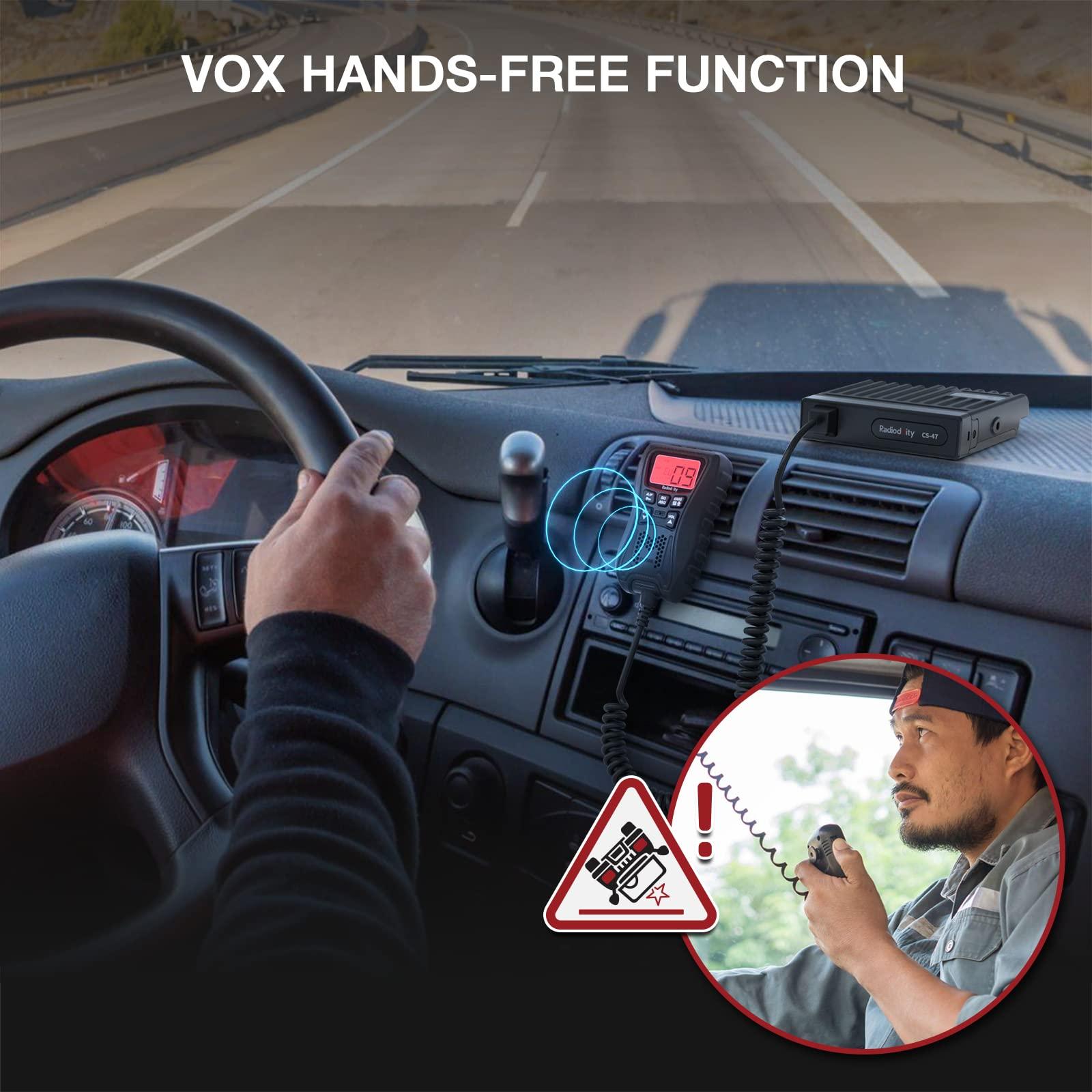 Radioddity Radioddity CS-47 Small CB Radio, AM/FM, 40-Channel, One Hander Microhone Built-in Speaker Noise Reduction, Large 7-Color Backlit LCD Display, VOX, RF Gain Long-Range for Offroad, Trucker, Backcountry