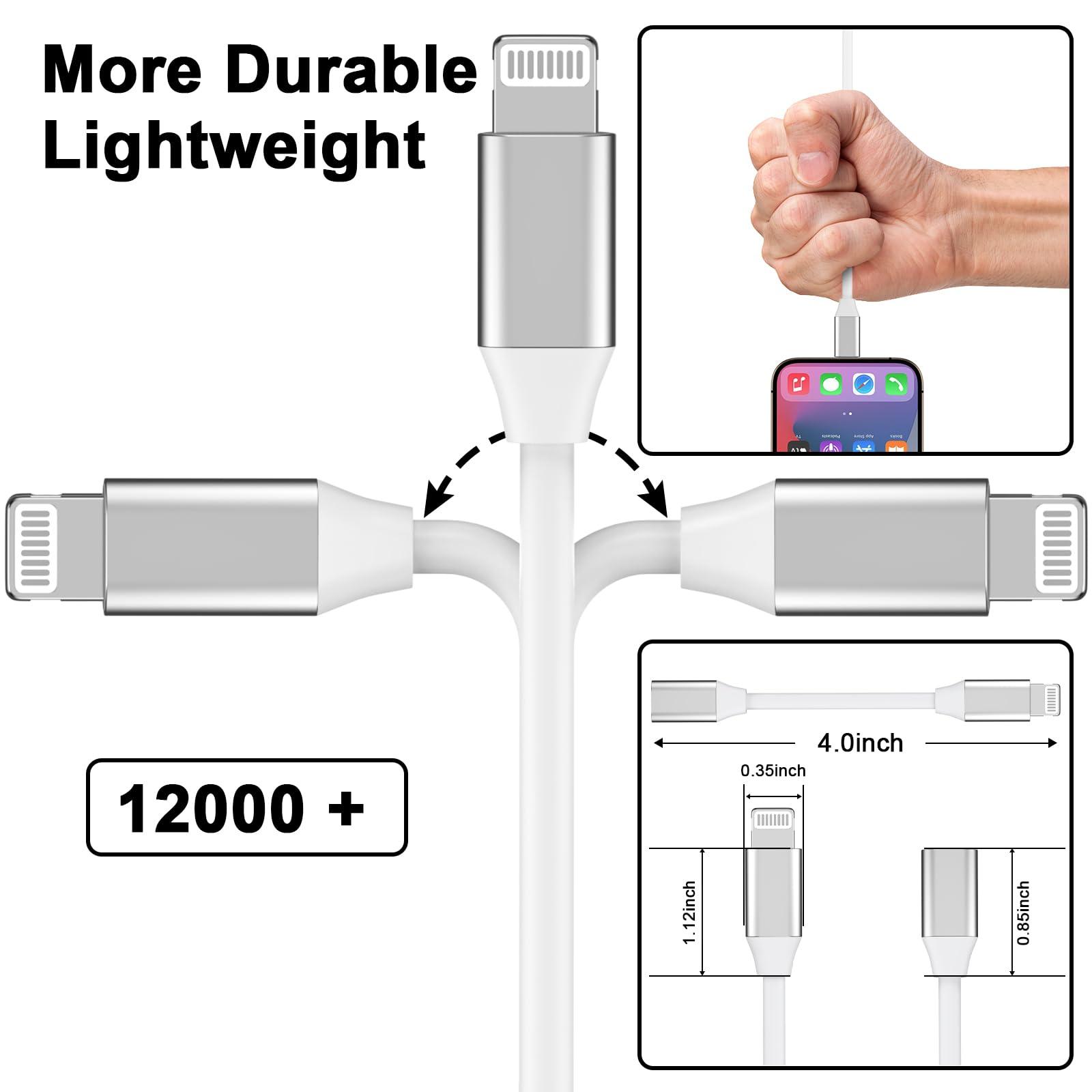 DESOFICON [Apple MFi Certified] 9cm Lightning Male to Lightning Female Charger Adapter,iPhone Extension Charging Adapter Cable Cord Connector Converter Dongle Compatible with iPhone 14 13 12 11 XS XR X 8 7 6