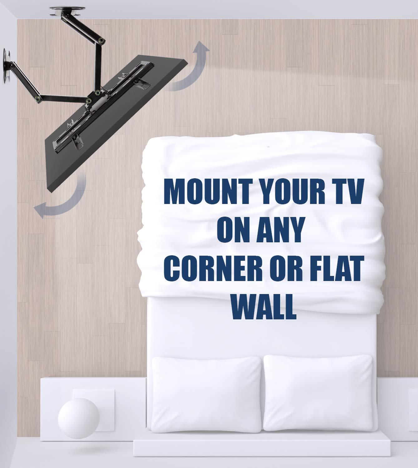 Mount-It! Mount-It! Corner TV Wall Mount - Full Motion Swivel Wall Mount Bracket Designed for Corner Installations, VESA 400x400 Pattern Fits 32, 37, 40, 42, 48 Inch Televisions, 66 Lbs Capacity