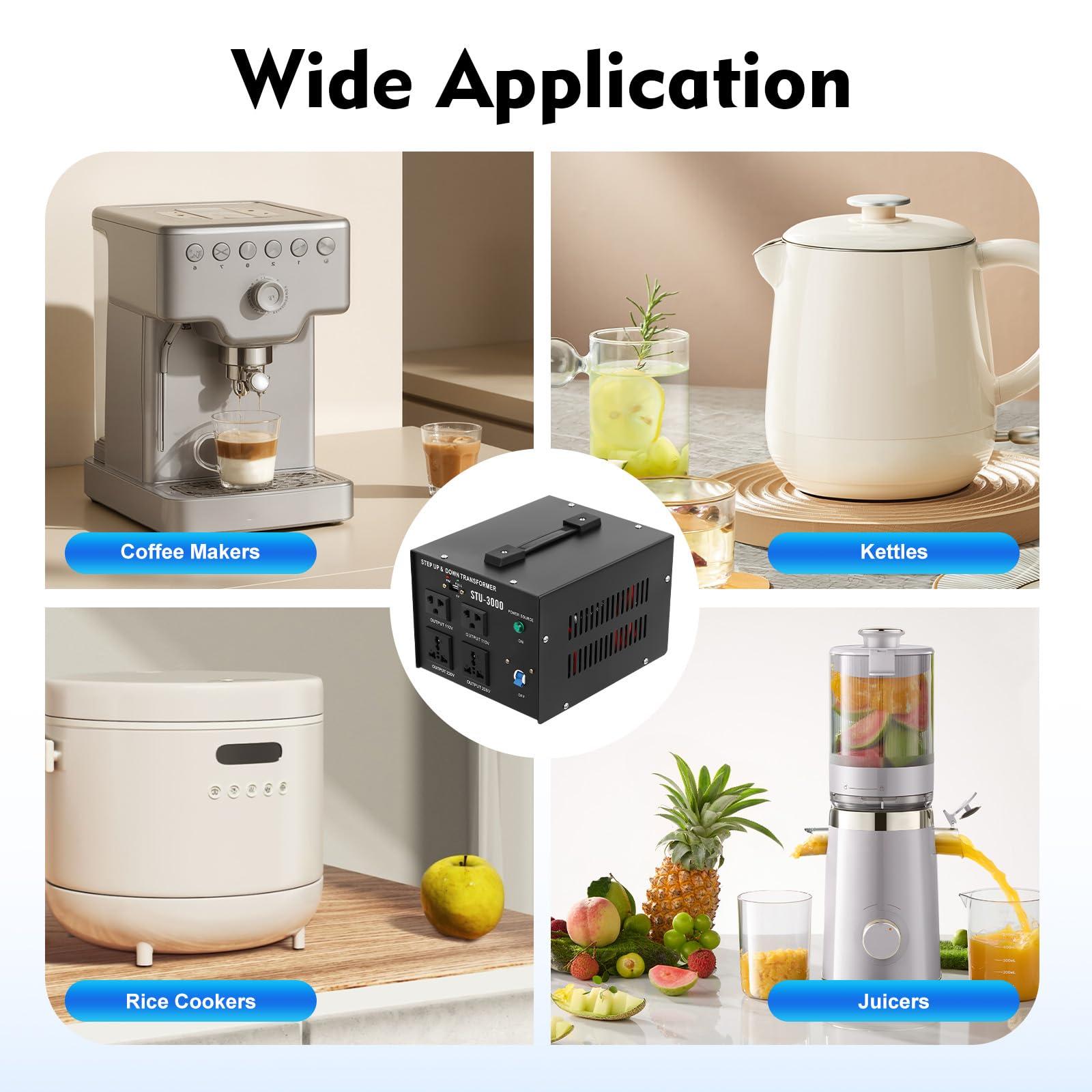 mignonnememe 3000W Power Voltage Converter Transformer Heavy Duty Step Up/Down AC 110V to 220V Power Converter Circuit Breaker Protection