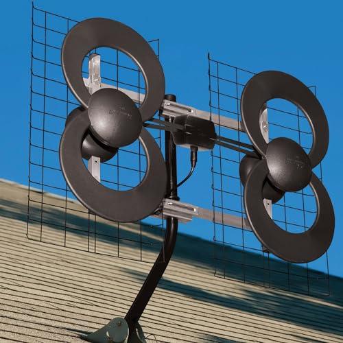 Antennas Direct Antennas Direct ClearStream 4 UHF Indoor Outdoor TV Antenna, Multi-Directional, 70+ Mile Range, 4K 8K UHD, NEXTGEN TV w/20-inch Mast, Reflectors