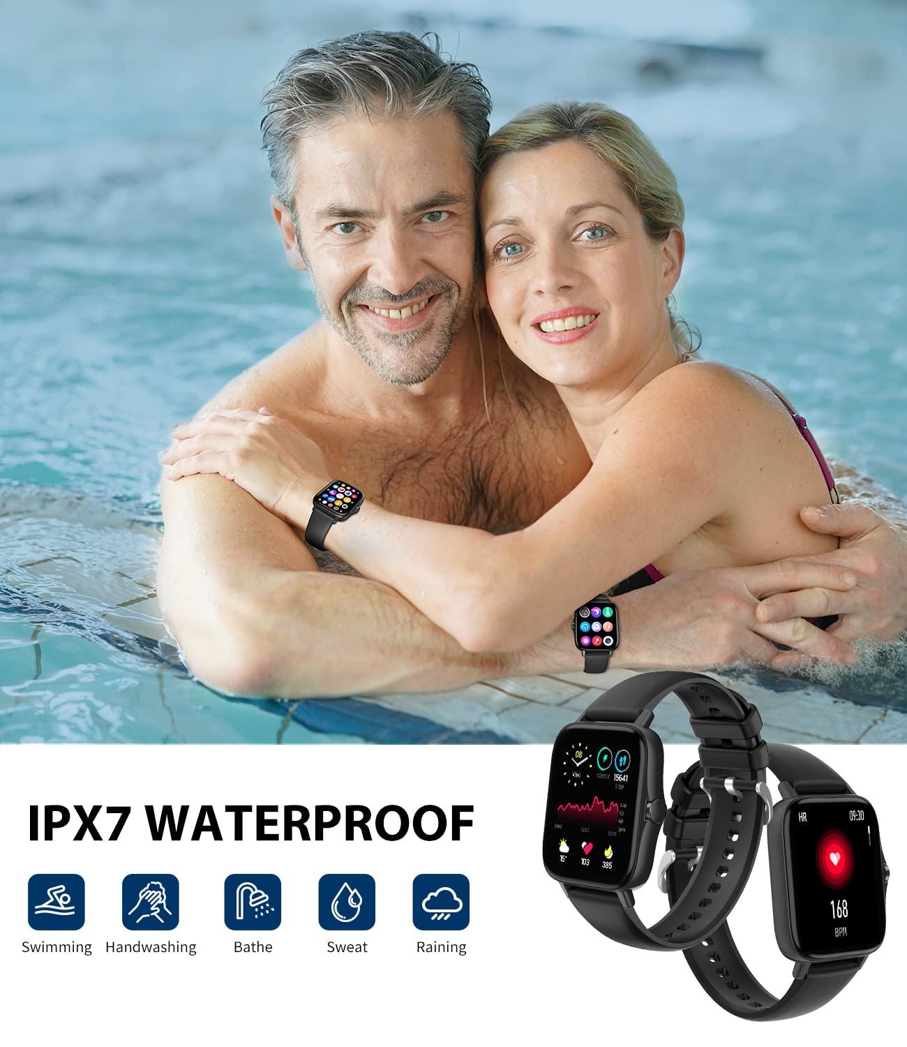 EGQINR EGQINR Smart Watches for Men Women, 1.7" HD Touch Screen Activity Fitness Tracker with Health Monitor and Sleep, IP67 Waterproof Smartwatch with Bluetooth Call for Android iOS